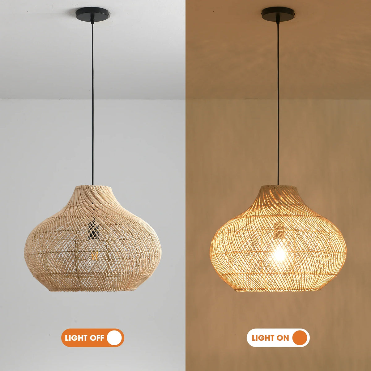 14" Xavier Bohemian Handwoven Rattan Island Pendant Light