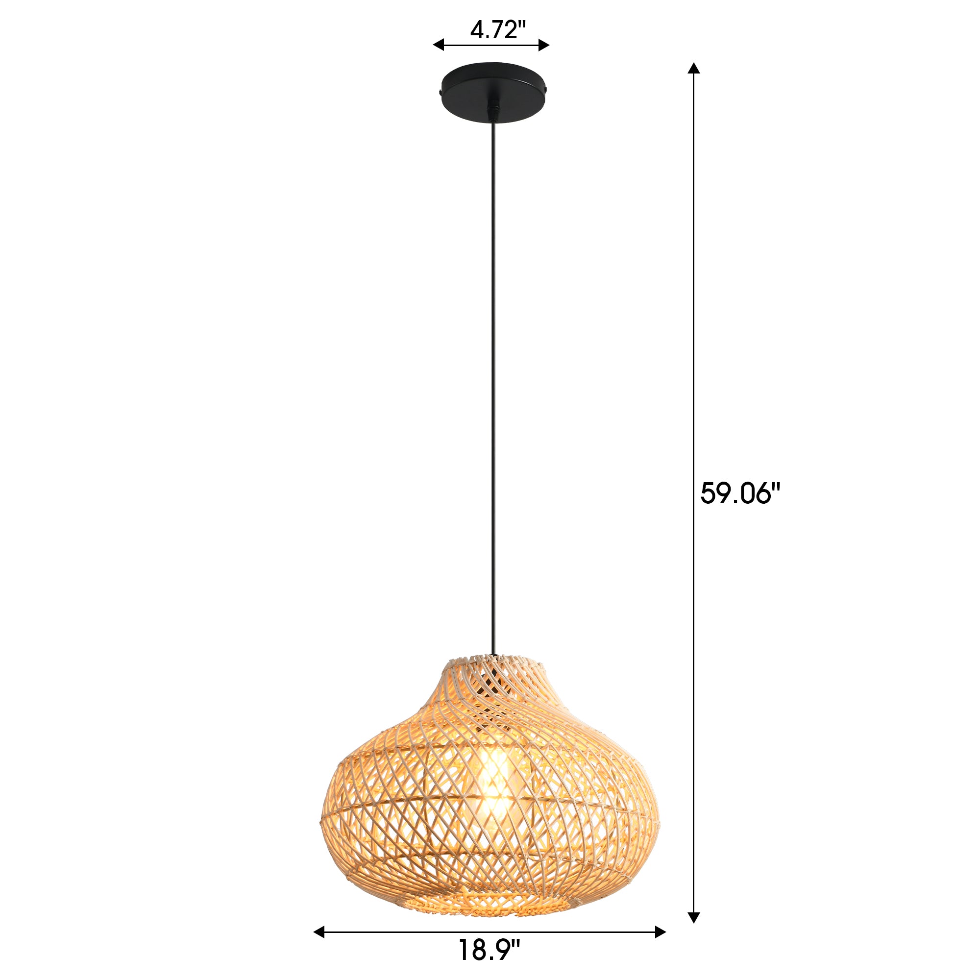 19" Winston Bohemian Handwoven Rattan Island Pendant Light