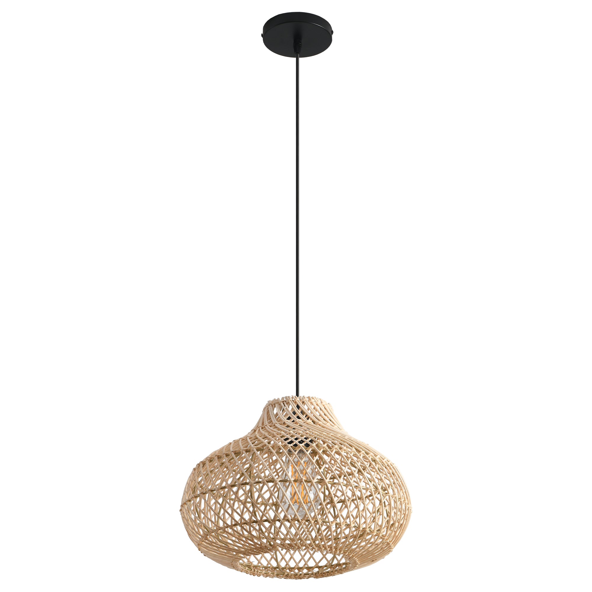 19" Winston Bohemian Handwoven Rattan Island Pendant Light