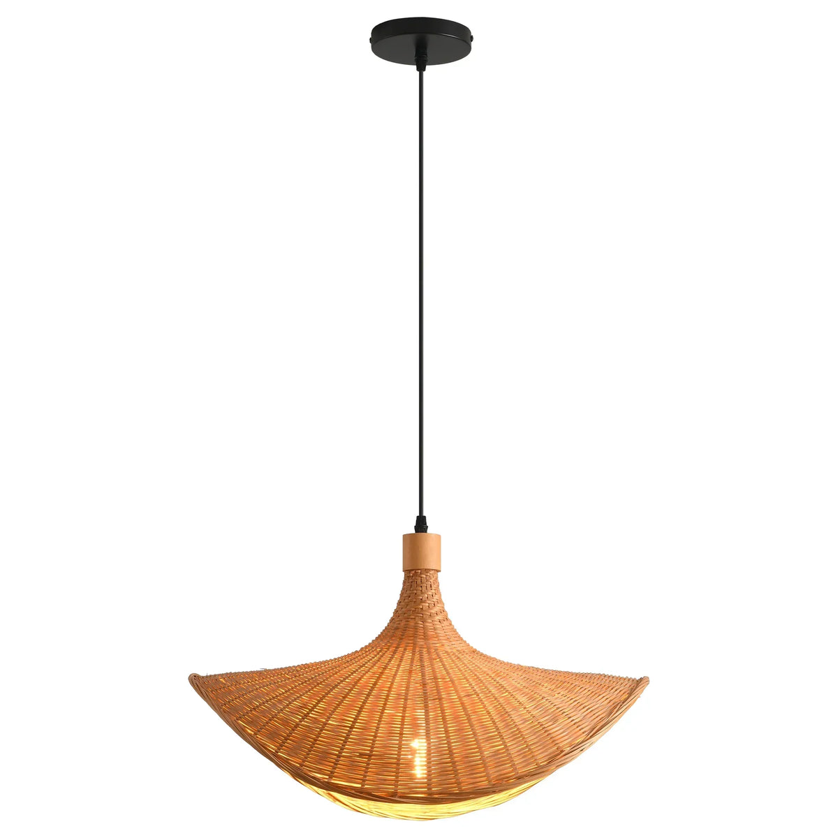 20" Werner Bohemian Handwoven Bamboo Island Pendant Light
