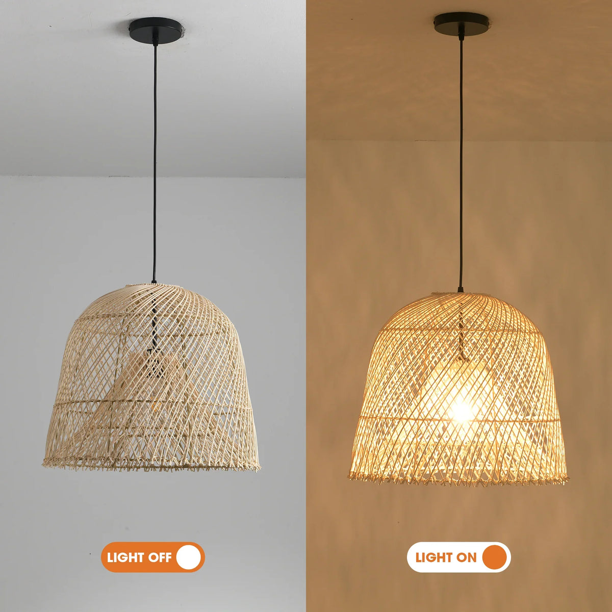 15" Wendell Bohemian Handwoven Rattan Island Pendant Light