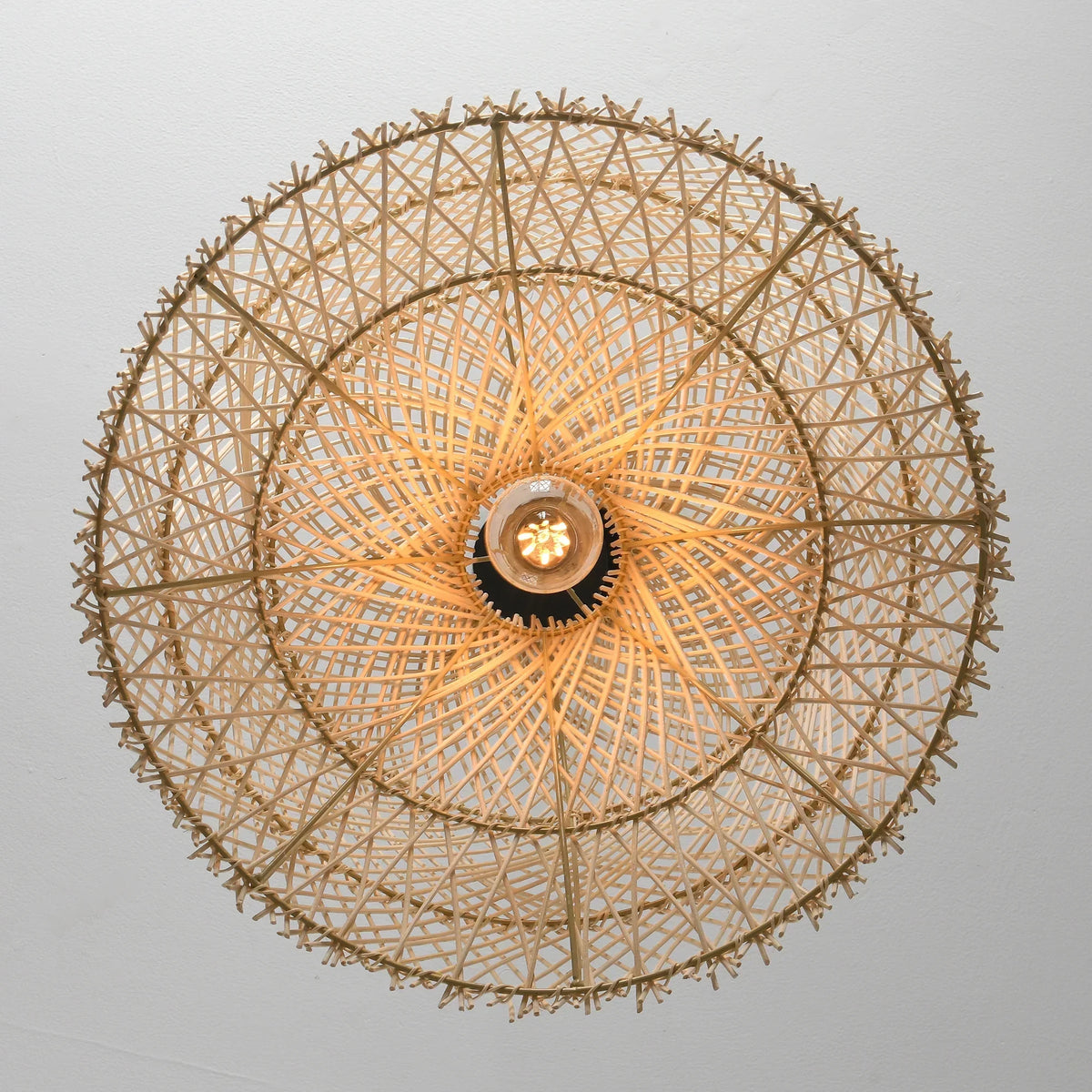 15" Wendell Bohemian Handwoven Rattan Island Pendant Light