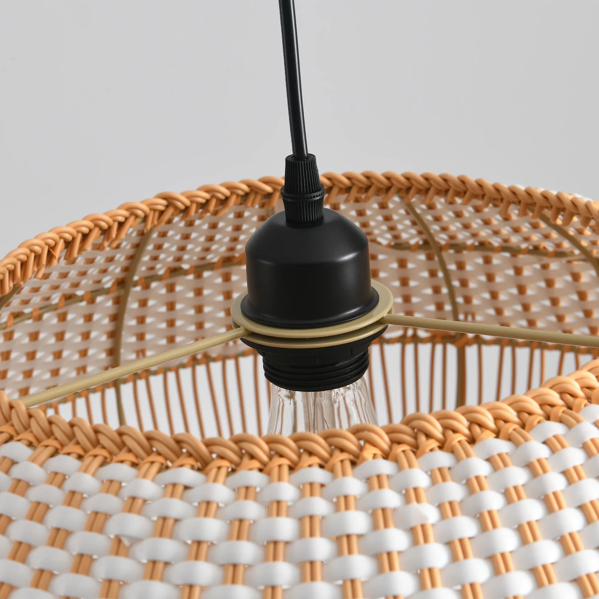 19" Webster Bohemian Handwoven Rattan Island Pendant Light