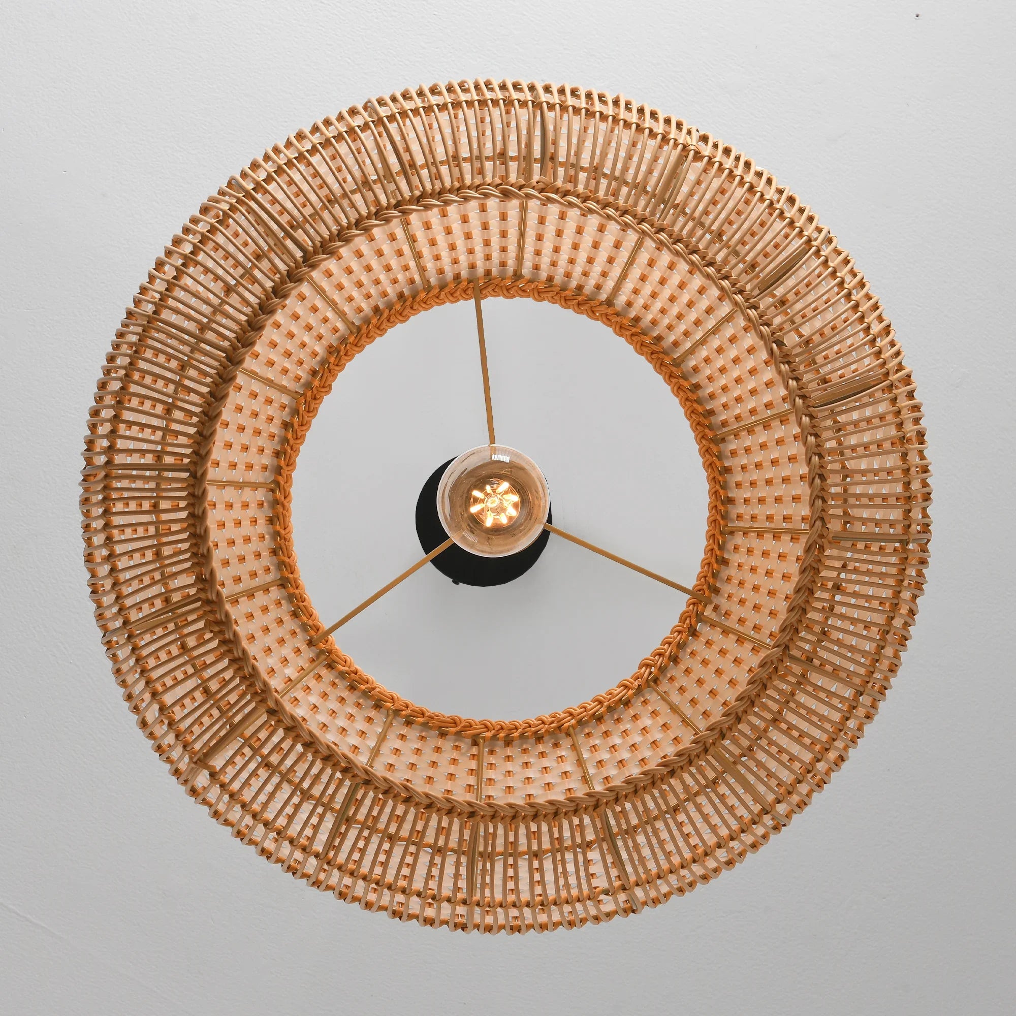 19" Webster Bohemian Handwoven Rattan Island Pendant Light