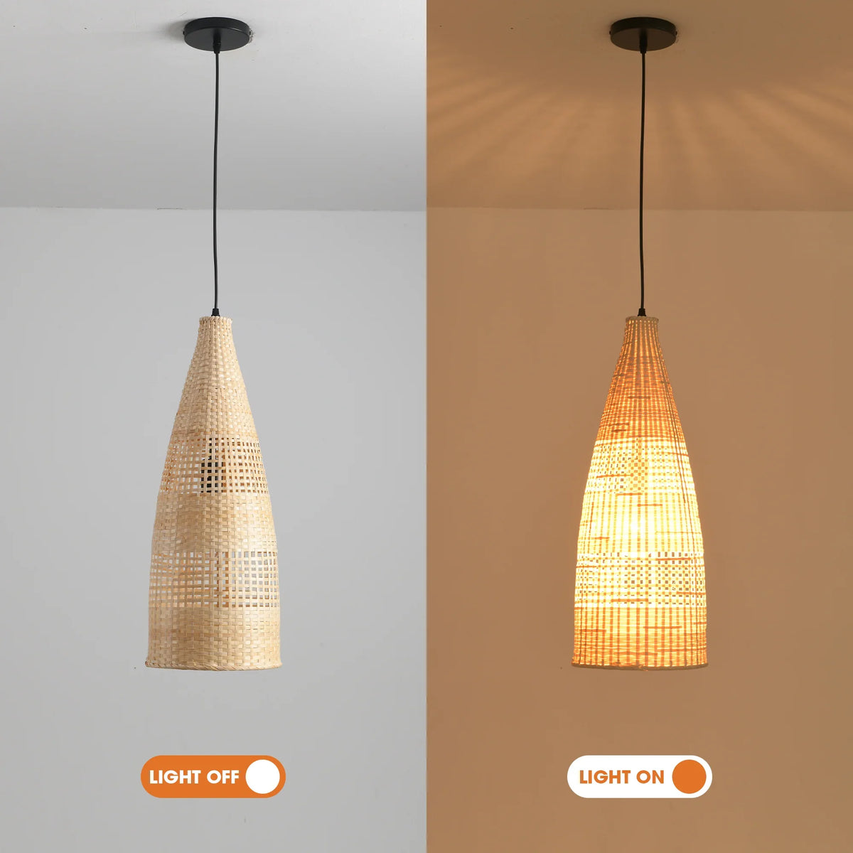 9" Vivian Bohemian Handwoven Bamboo Island Pendant Light