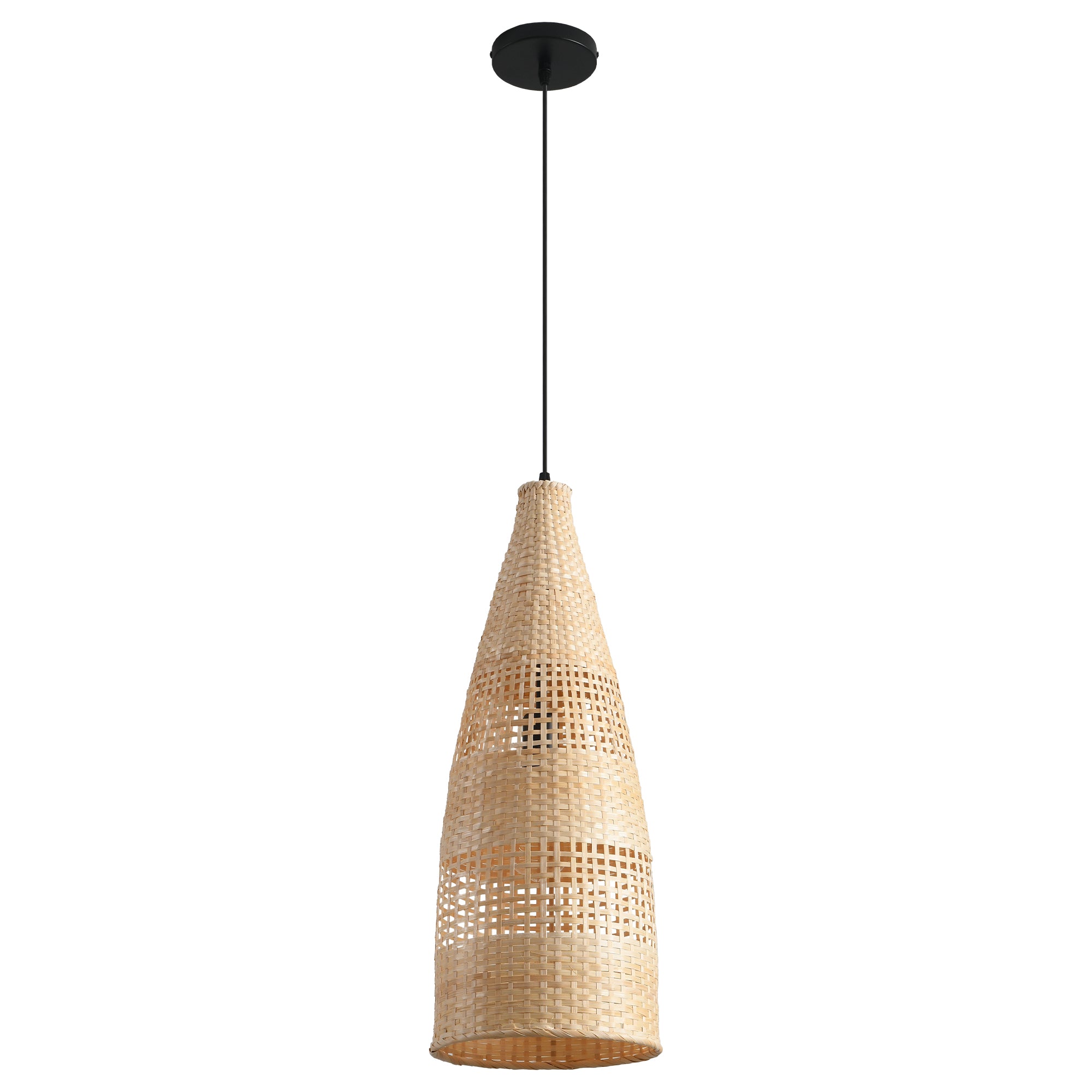 9" Vivian Bohemian Handwoven Bamboo Island Pendant Light