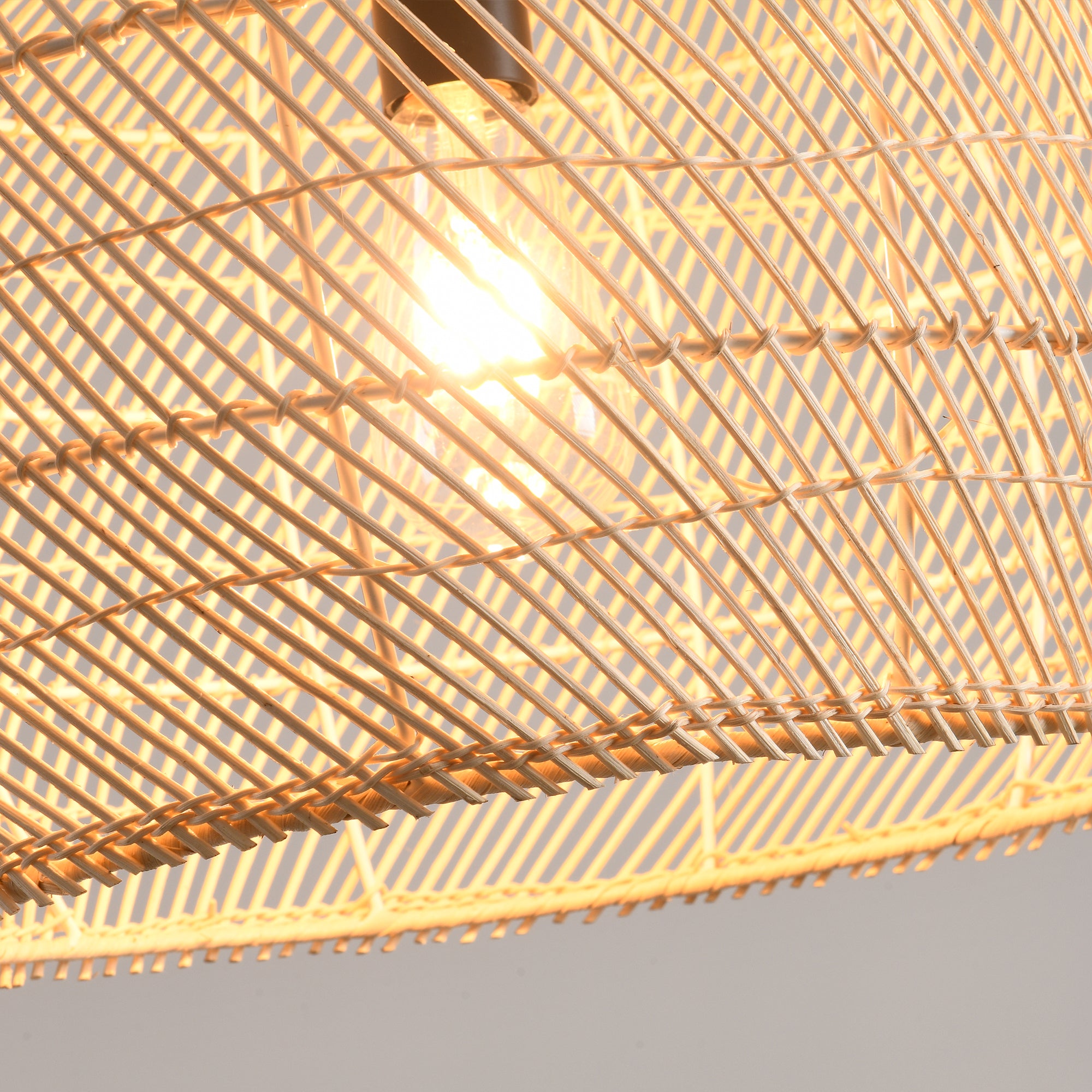 16" Virgil Bohemian Handwoven Rattan Island Pendant Light