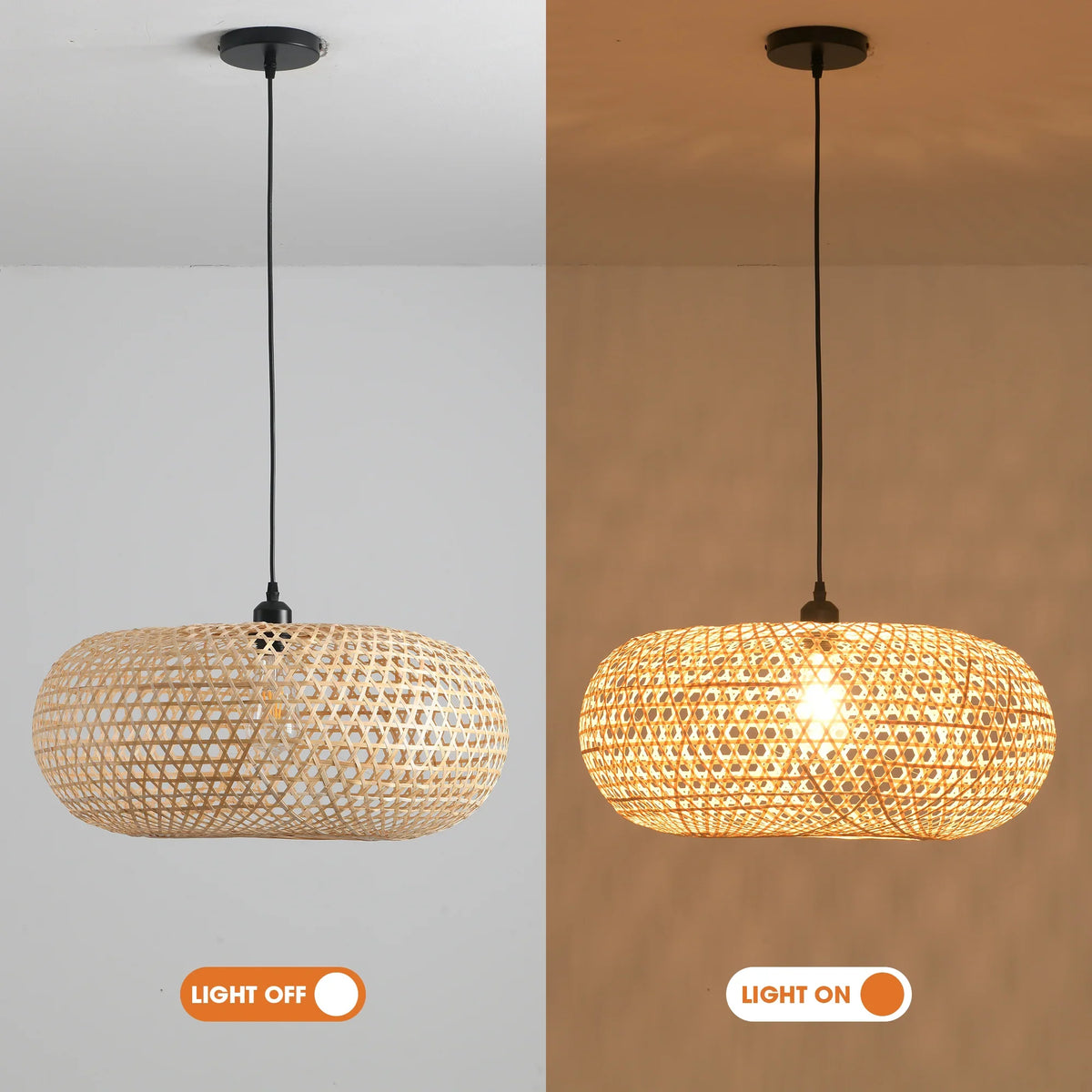 22" Vincent Bohemian Handwoven Bamboo Island Pendant Light