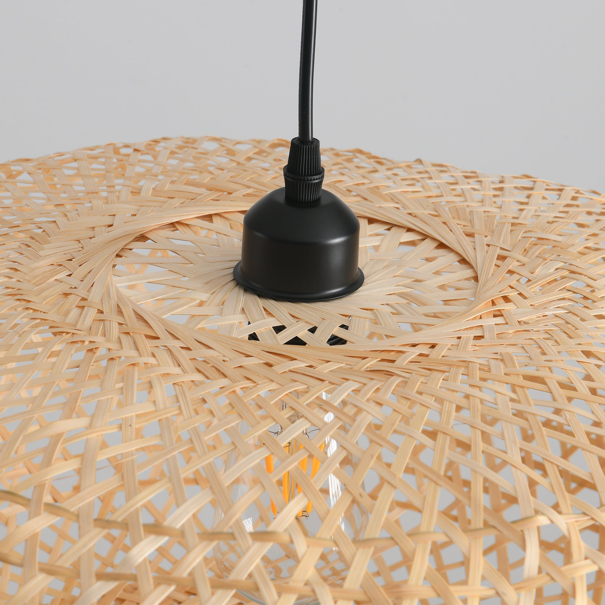 22" Vincent Bohemian Handwoven Bamboo Island Pendant Light