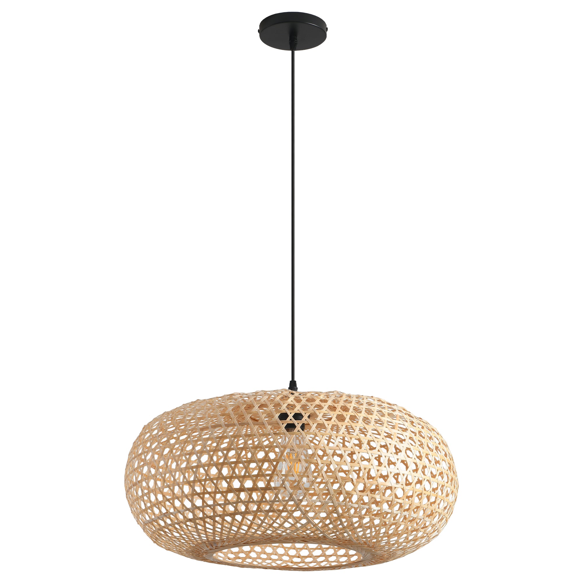 22" Vincent Bohemian Handwoven Bamboo Island Pendant Light