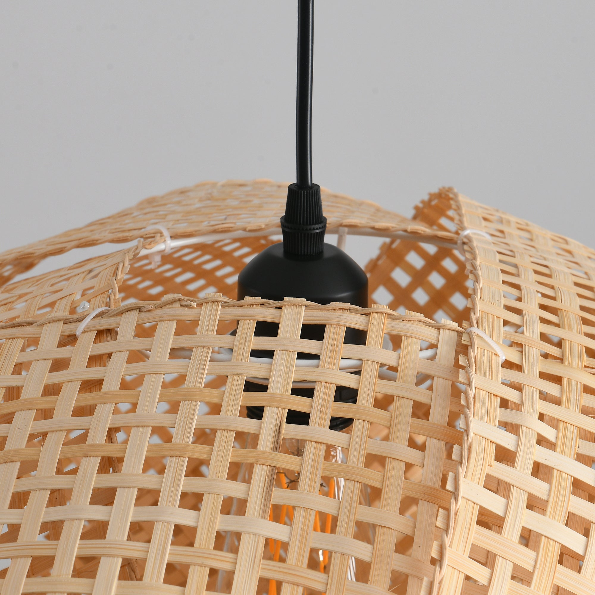 20" Upton Bohemian Handwoven Bamboo Island Pendant Light