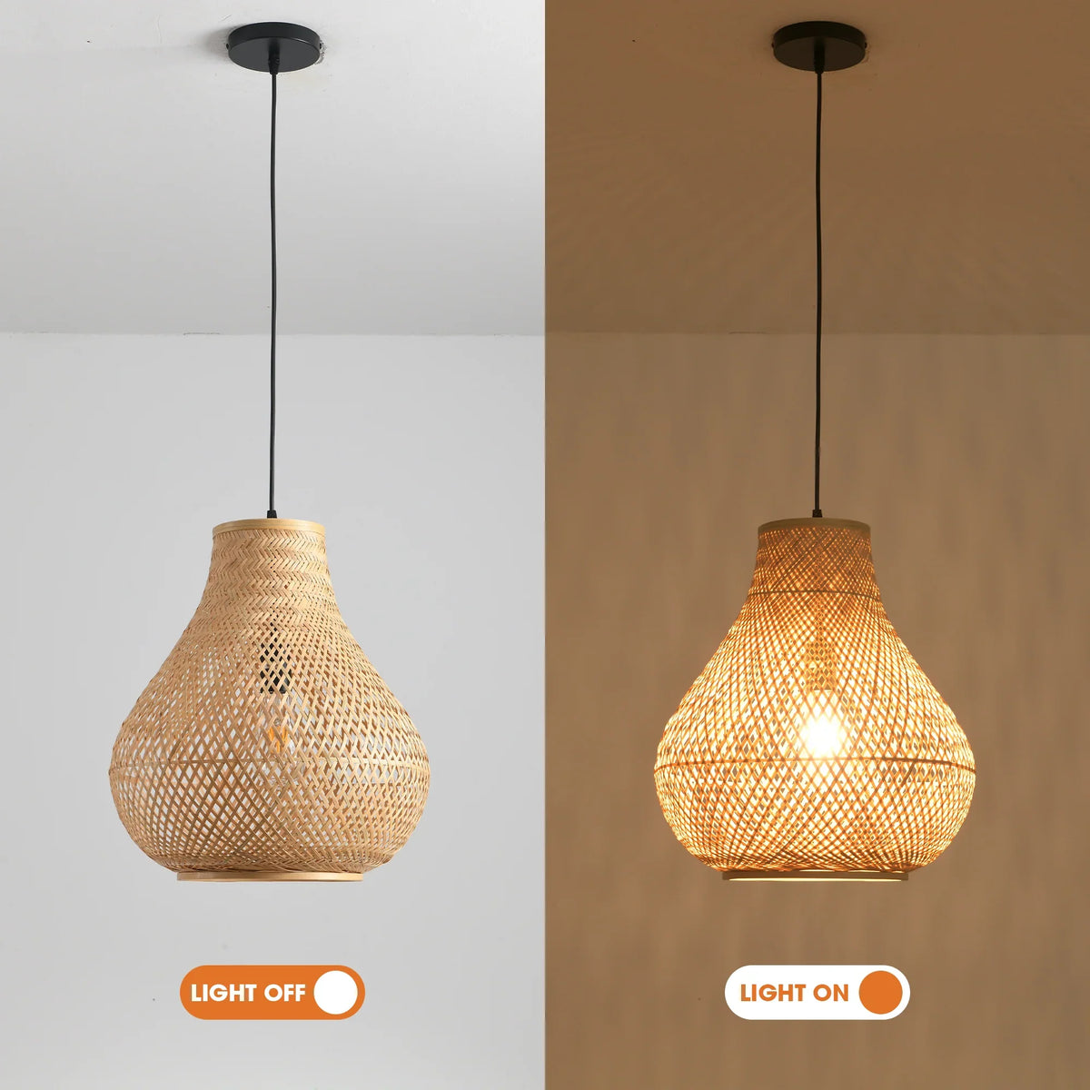 15" Troy Bohemian Handwoven Bamboo Island Pendant Light