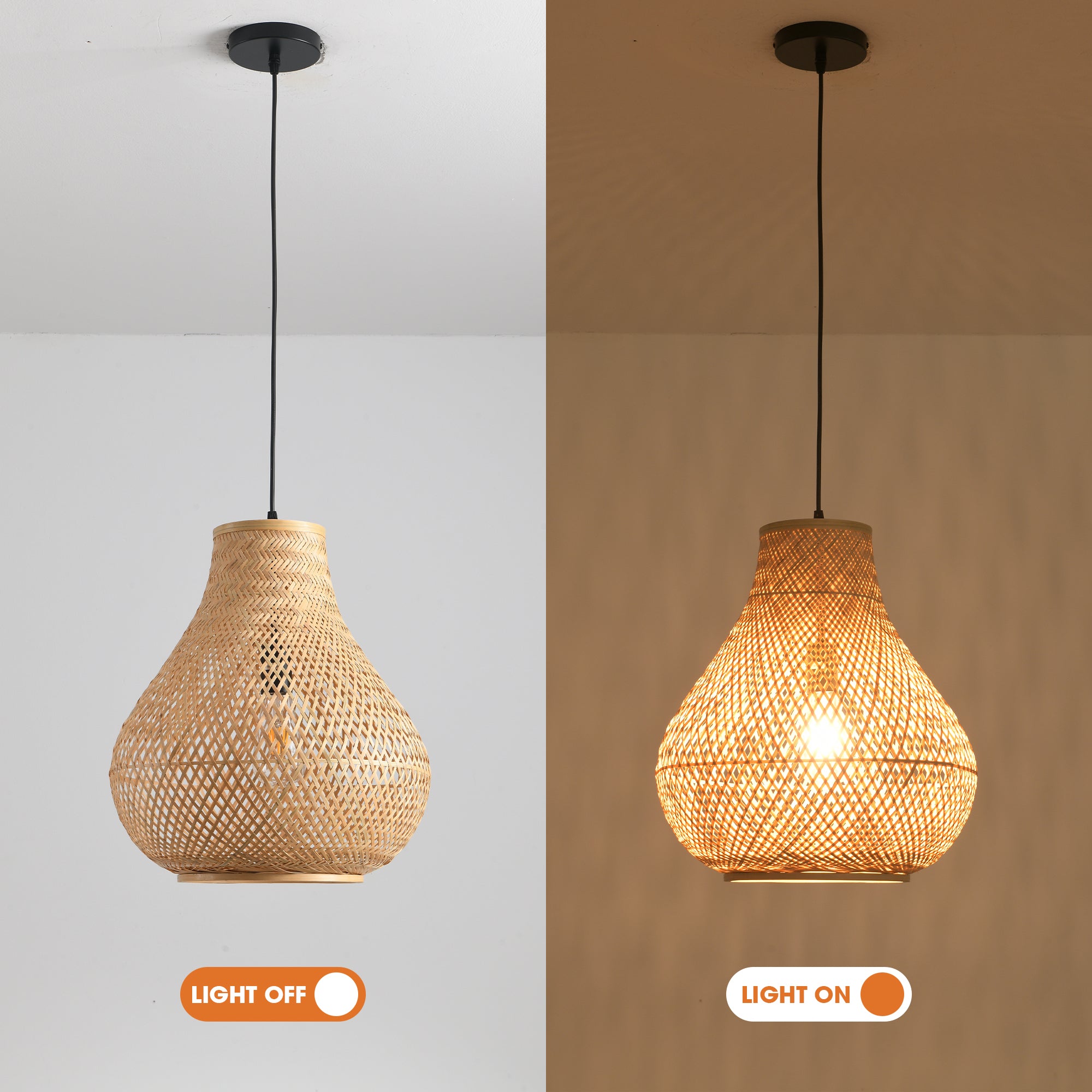 15" Troy Bohemian Handwoven Bamboo Island Pendant Light