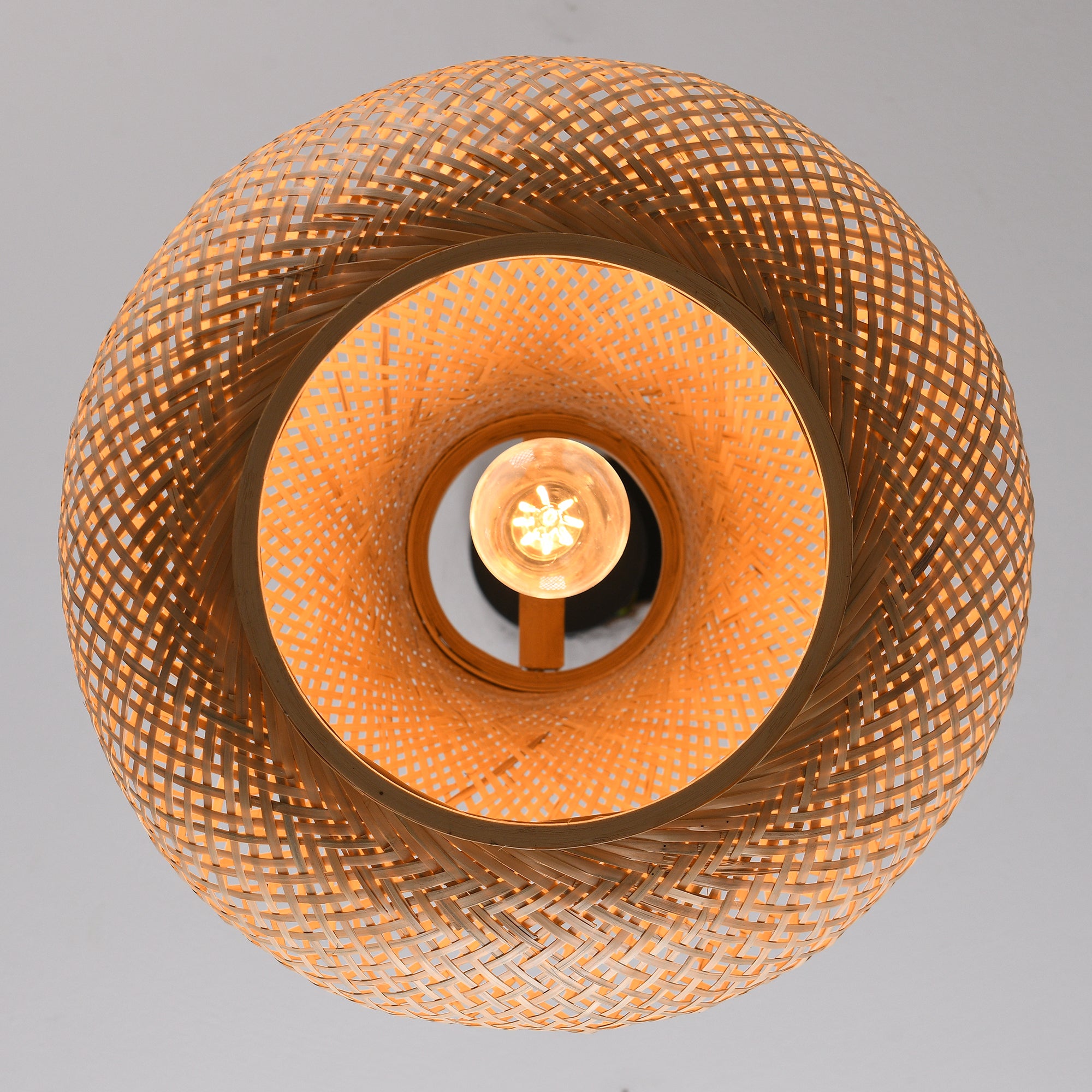 15" Troy Bohemian Handwoven Bamboo Island Pendant Light