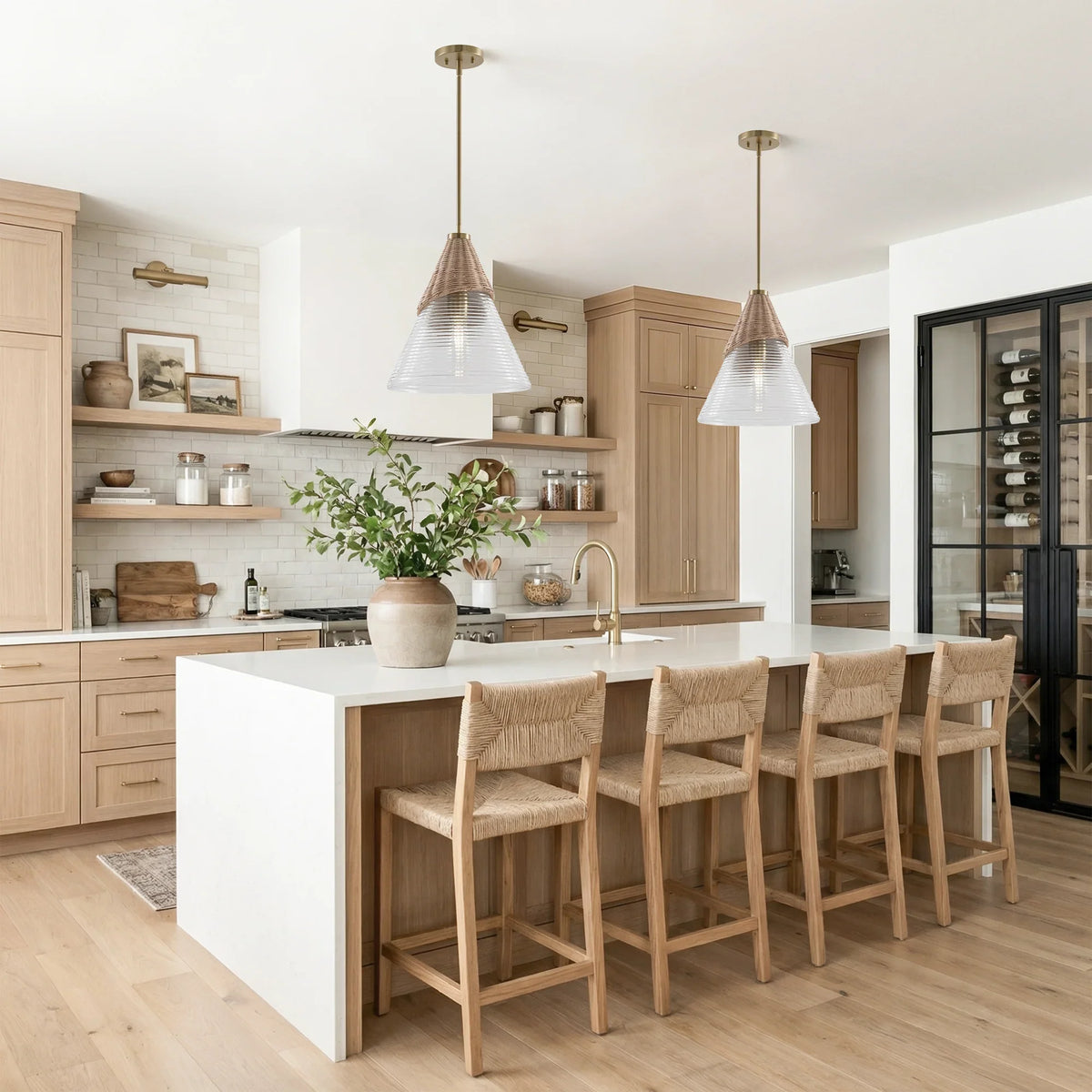 Colin 1-Light Golden Bohemian Island Pendant Light