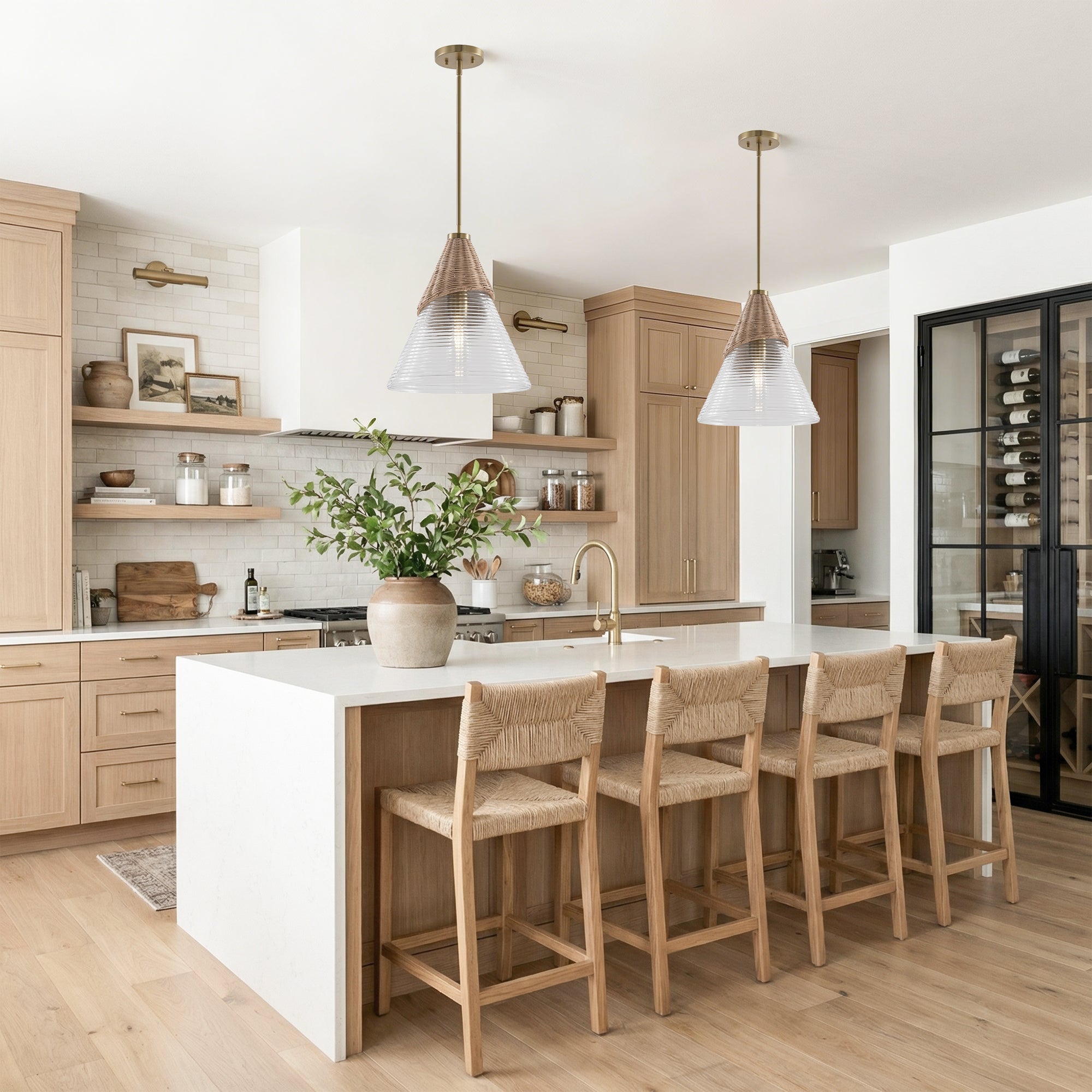 Colin 1-Light Golden Bohemian Island Pendant Light