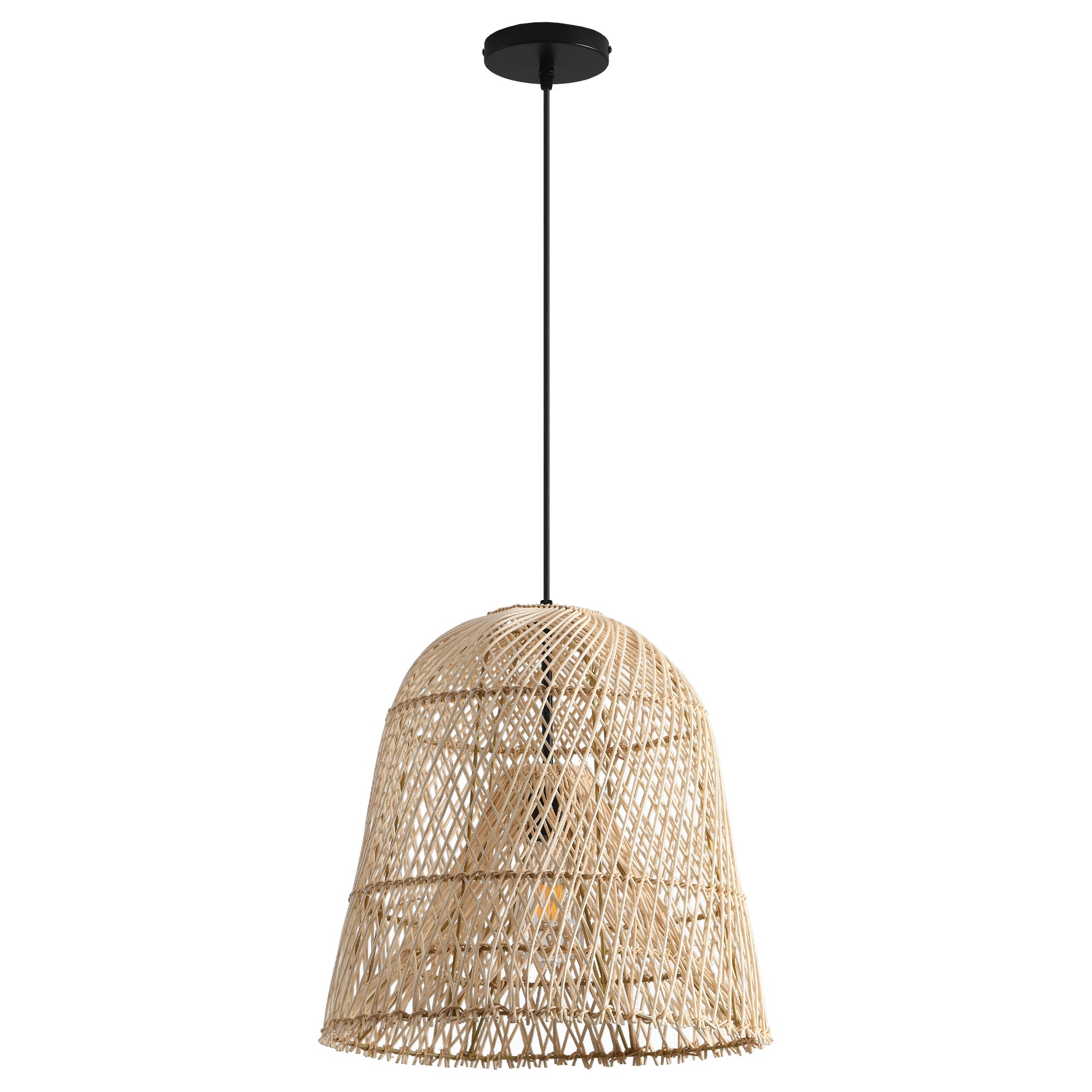 18" Tobias Bohemian Handwoven Rattan Island Pendant Light
