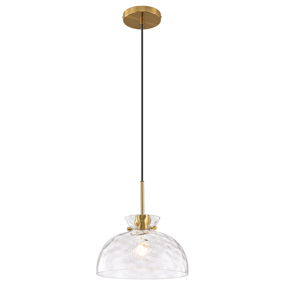 Bblythe 1-Light Natural Copper Pendant Light with Textured Glass Shade