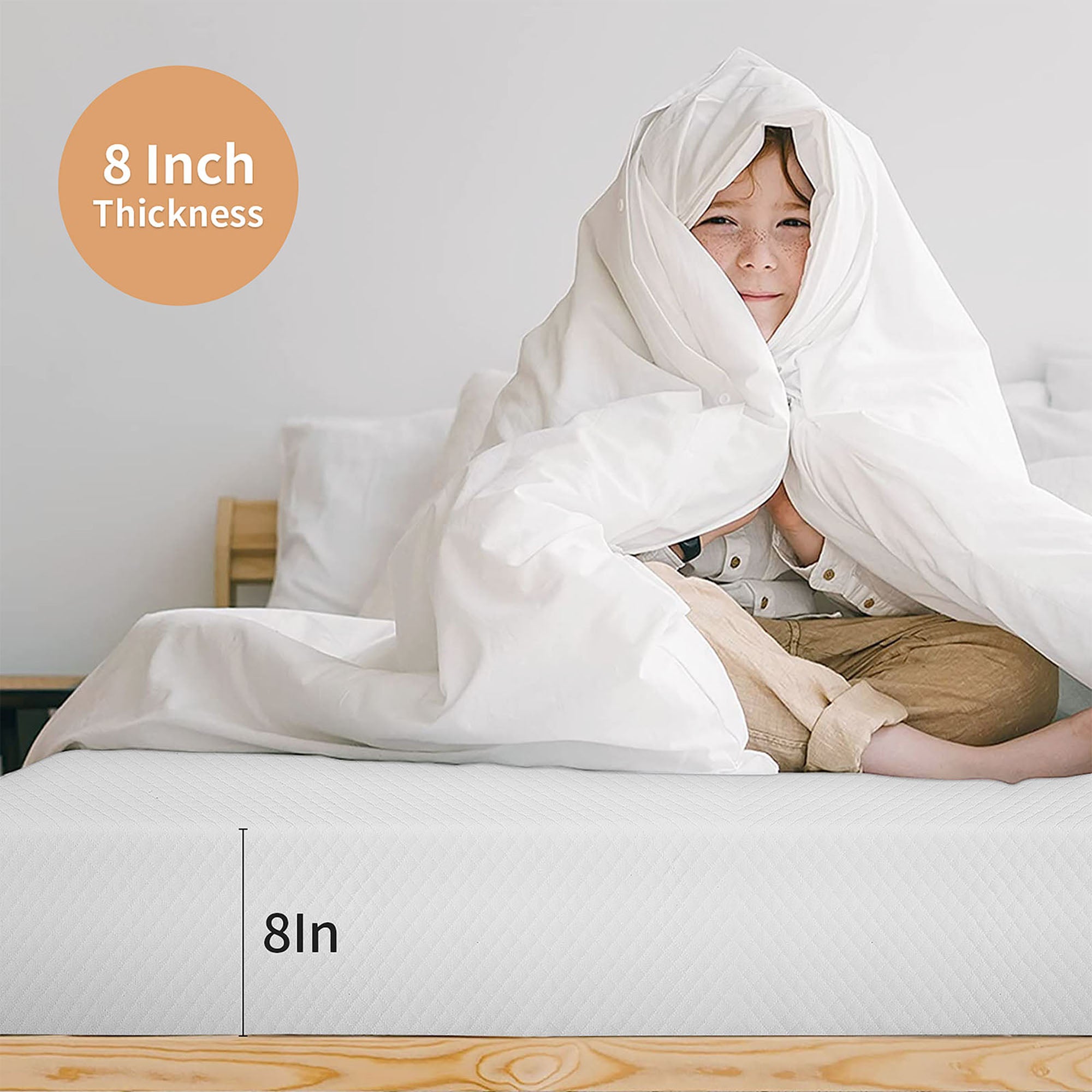 Artemisia 8" White Memory Foam Medium Firm Mattress with 2” Gel Infused Memory Foam