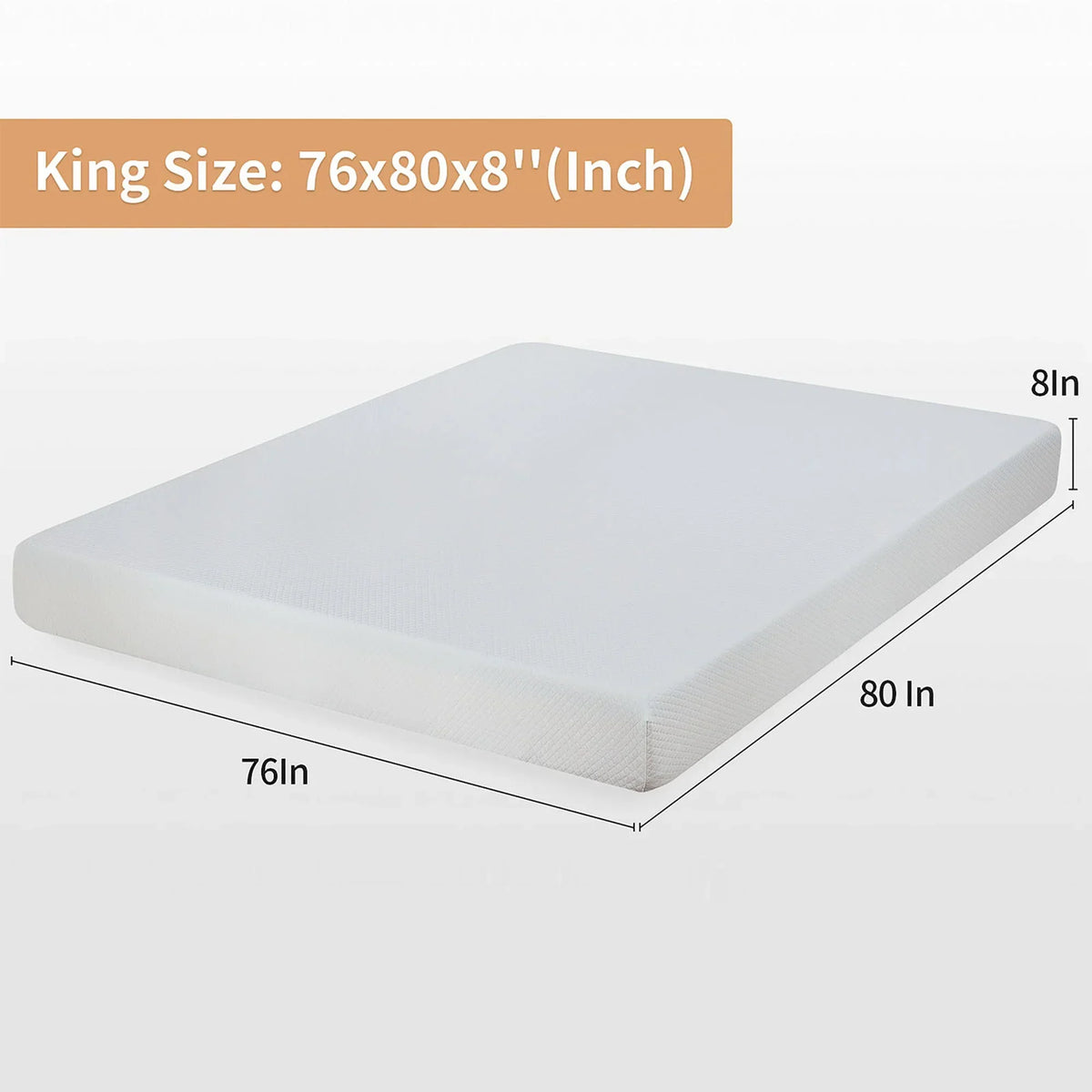 Artemisia 8" White Memory Foam Medium Firm Mattress with 2” Gel Infused Memory Foam