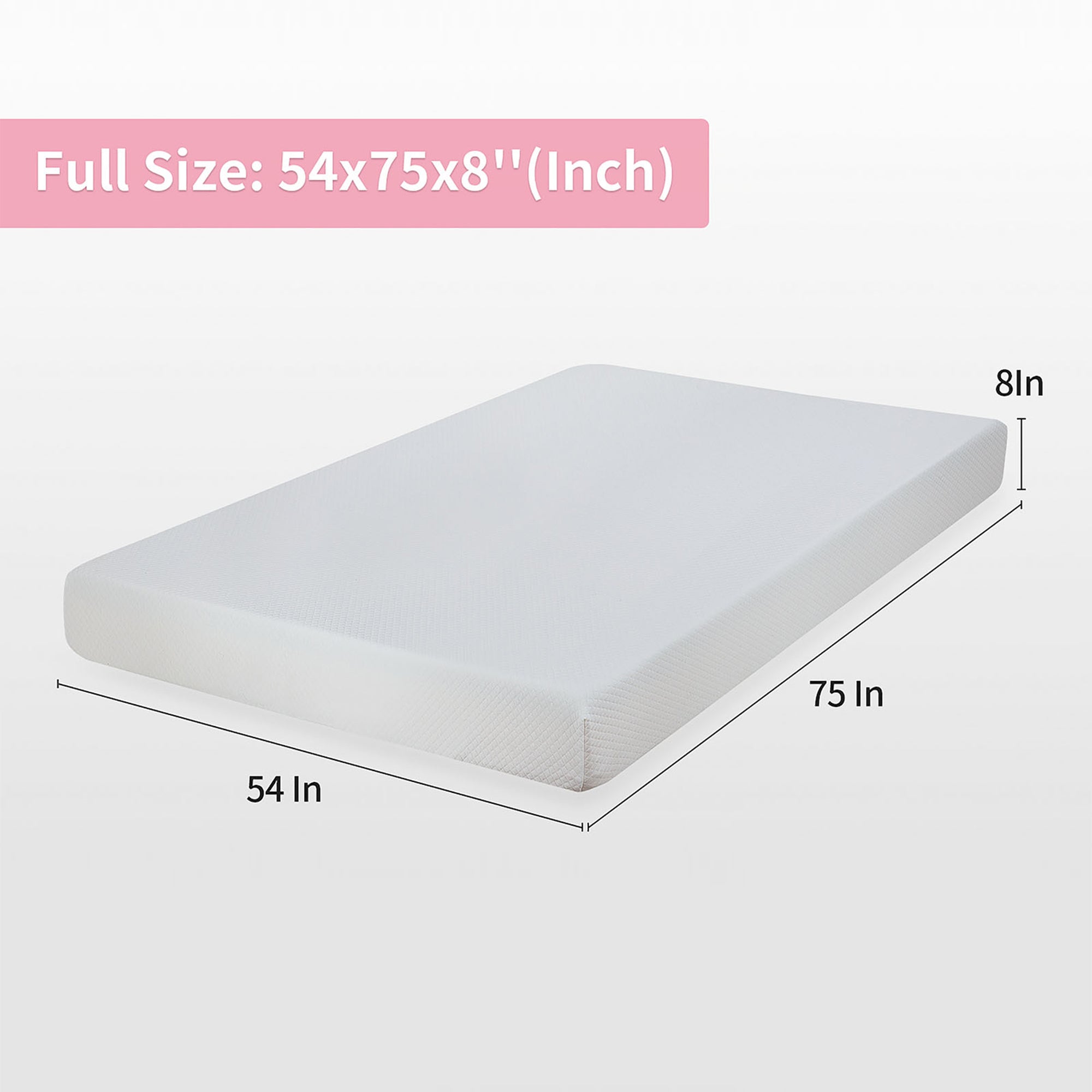 Artemisia 8" White Memory Foam Medium Firm Mattress with 2” Gel Infused Memory Foam