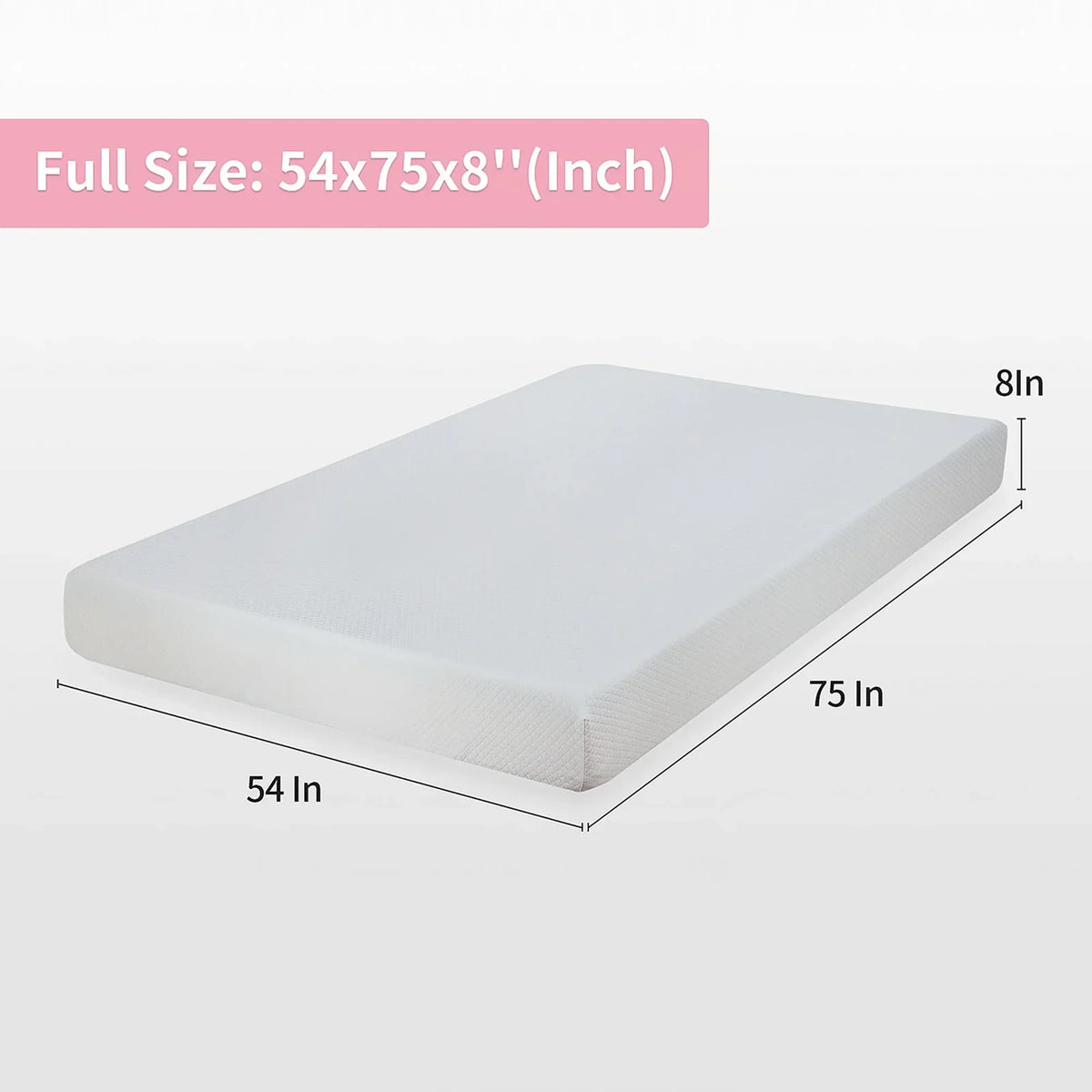Artemisia 8" White Memory Foam Medium Firm Mattress with 2” Gel Infused Memory Foam
