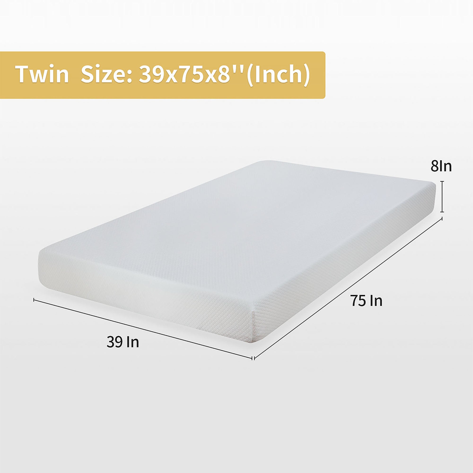 Artemisia 8" White Memory Foam Medium Firm Mattress with 2” Gel Infused Memory Foam