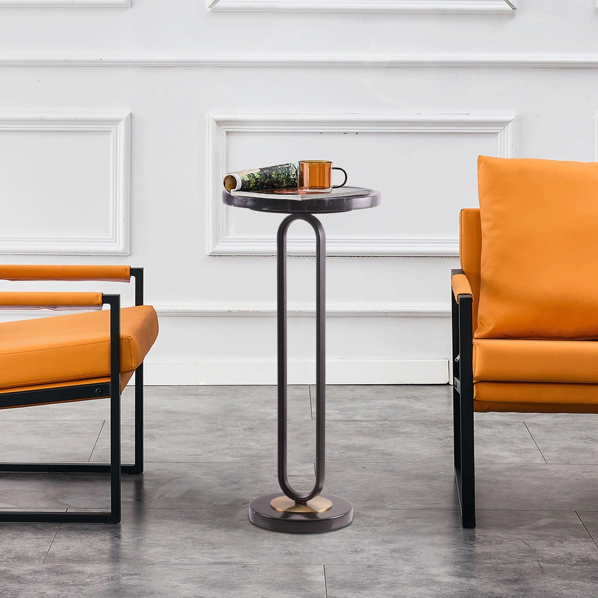 Mesa auxiliar redonda negra de 12"