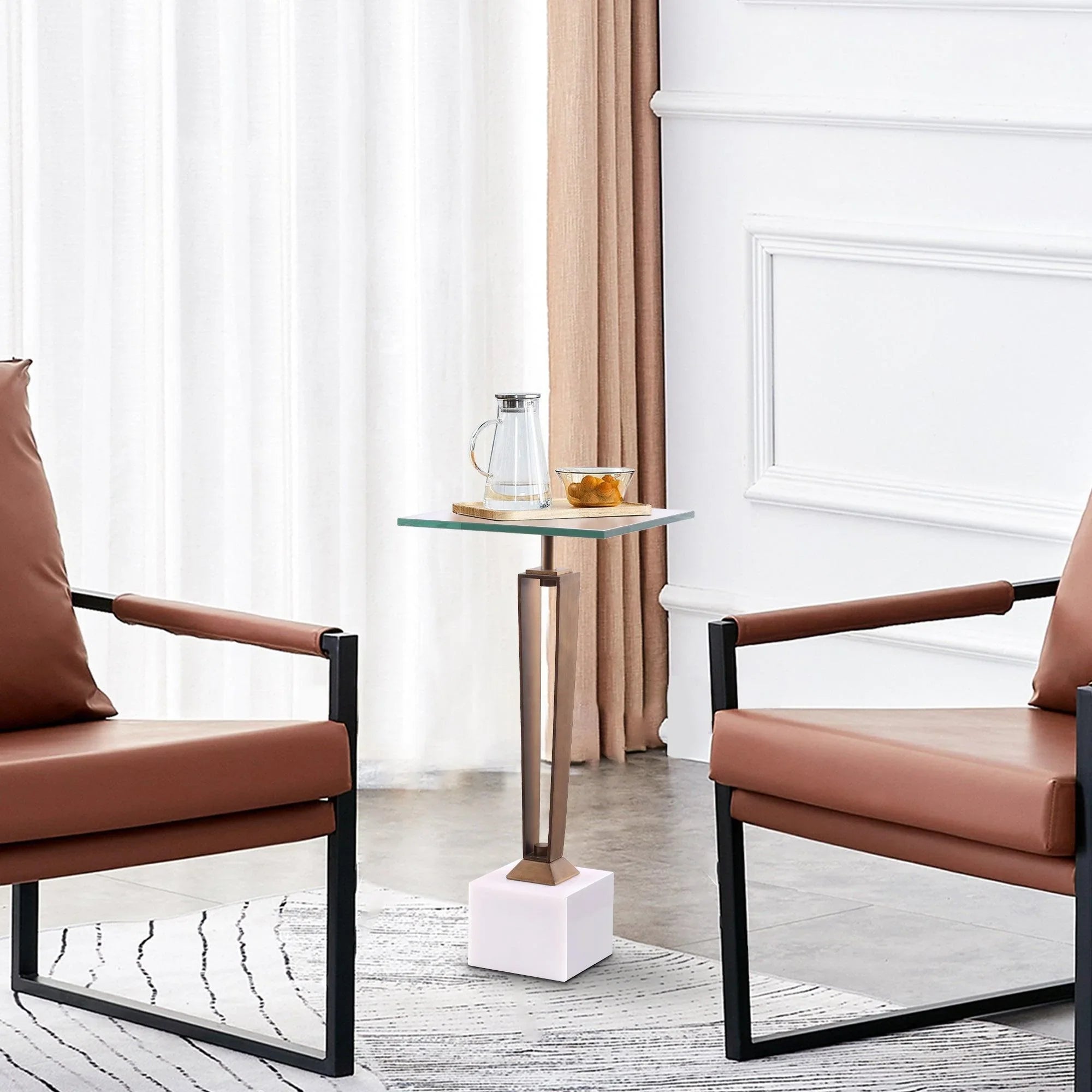 Mesa de Martini Moderna de 11" con Mármol Blanco