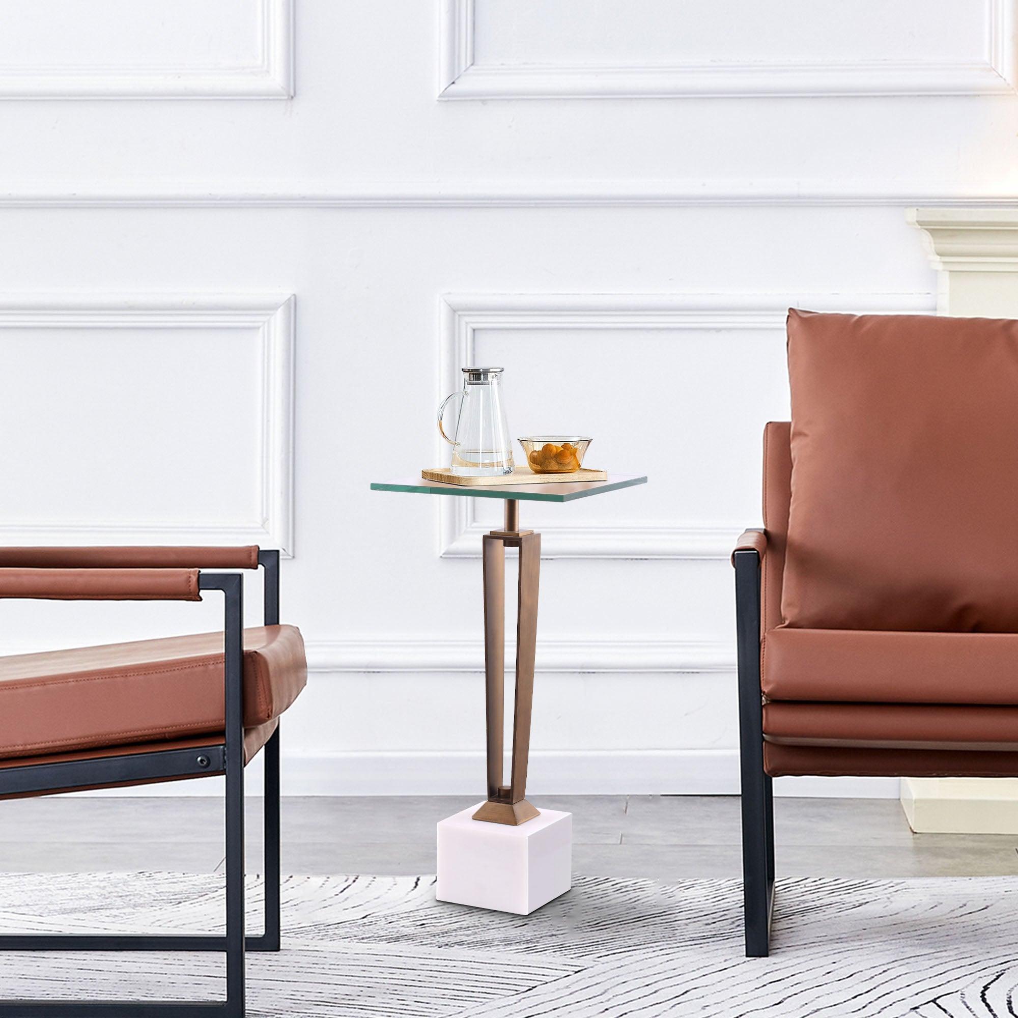 Mesa de Martini Moderna de 11" con Mármol Blanco