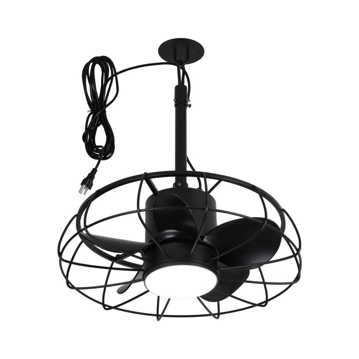 20 Inch Vistula Outdoor DC Motor Black Industrial Hanging Buckle Downrod Ceiling Fan with Light