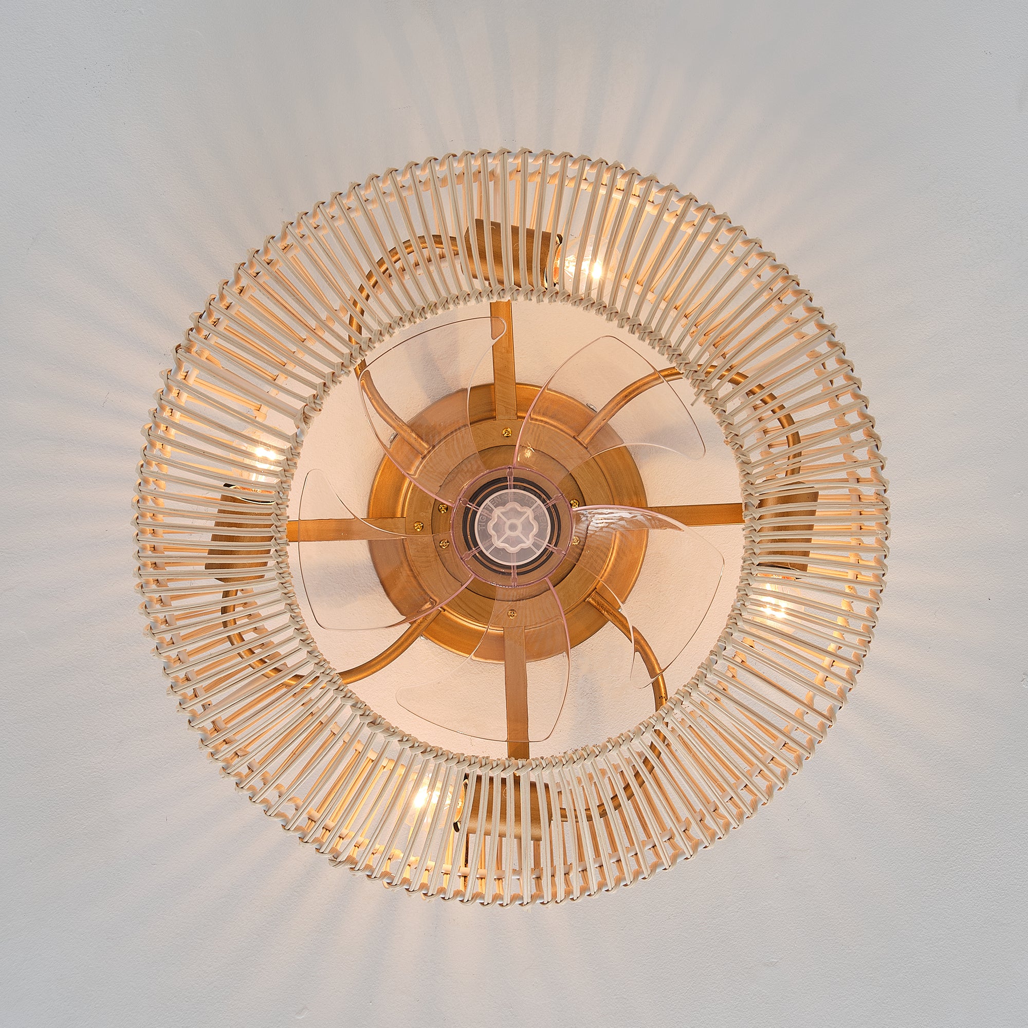 20 Inch Mandy Retro Golden Flush Mount Ceiling Fan with Light and Remote Control