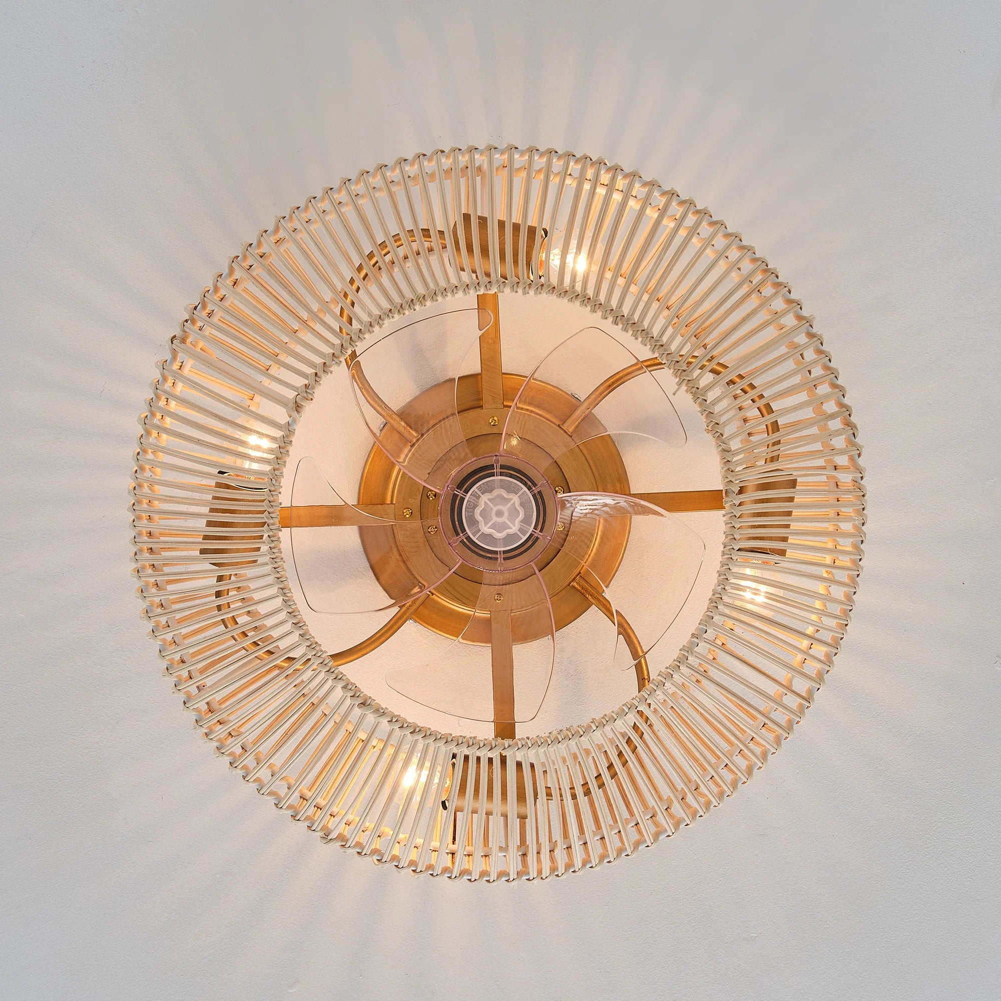 20 Inch Mandy Retro Golden Flush Mount Ceiling Fan with Light and Remote Control