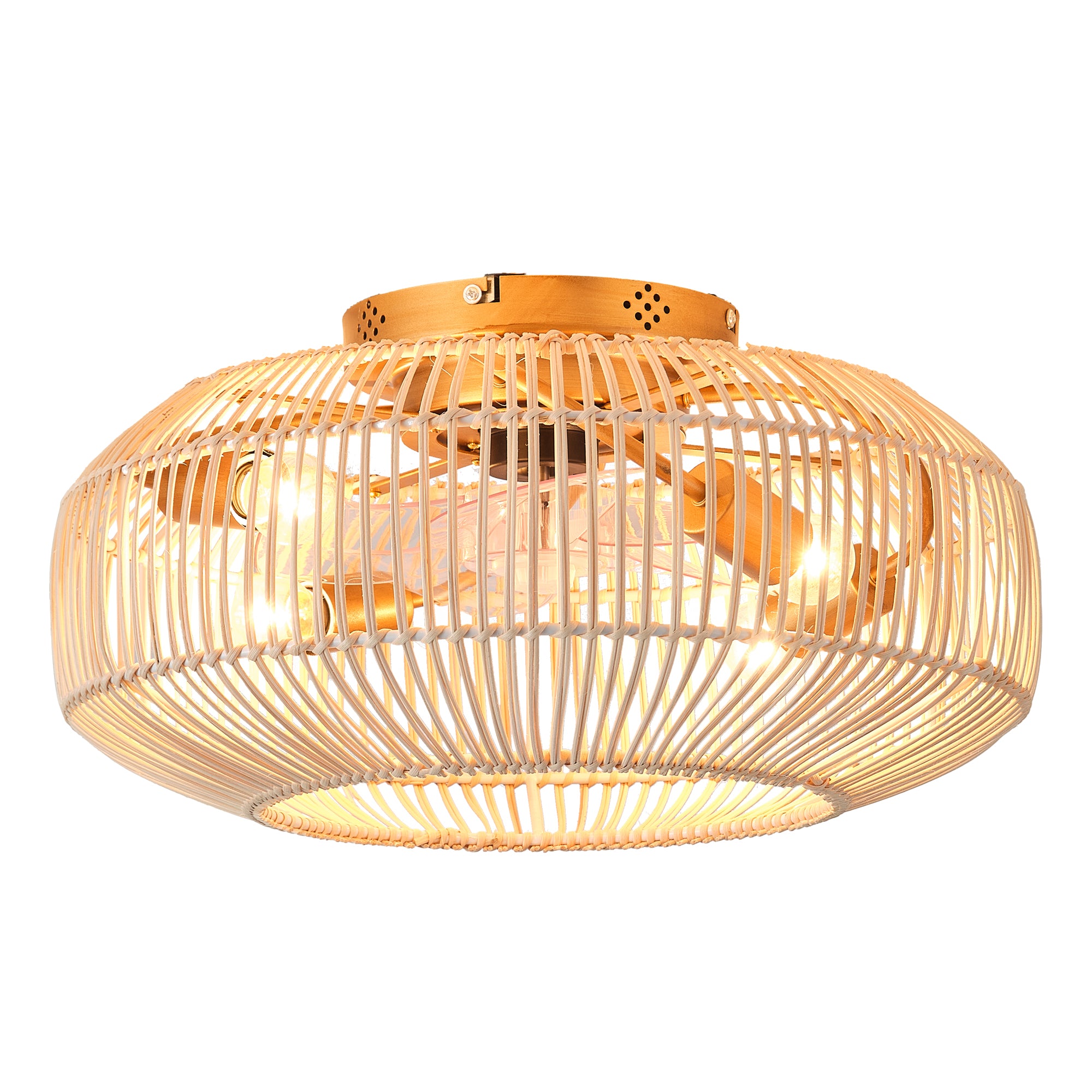 20 Inch Mandy Retro Golden Flush Mount Ceiling Fan with Light and Remote Control