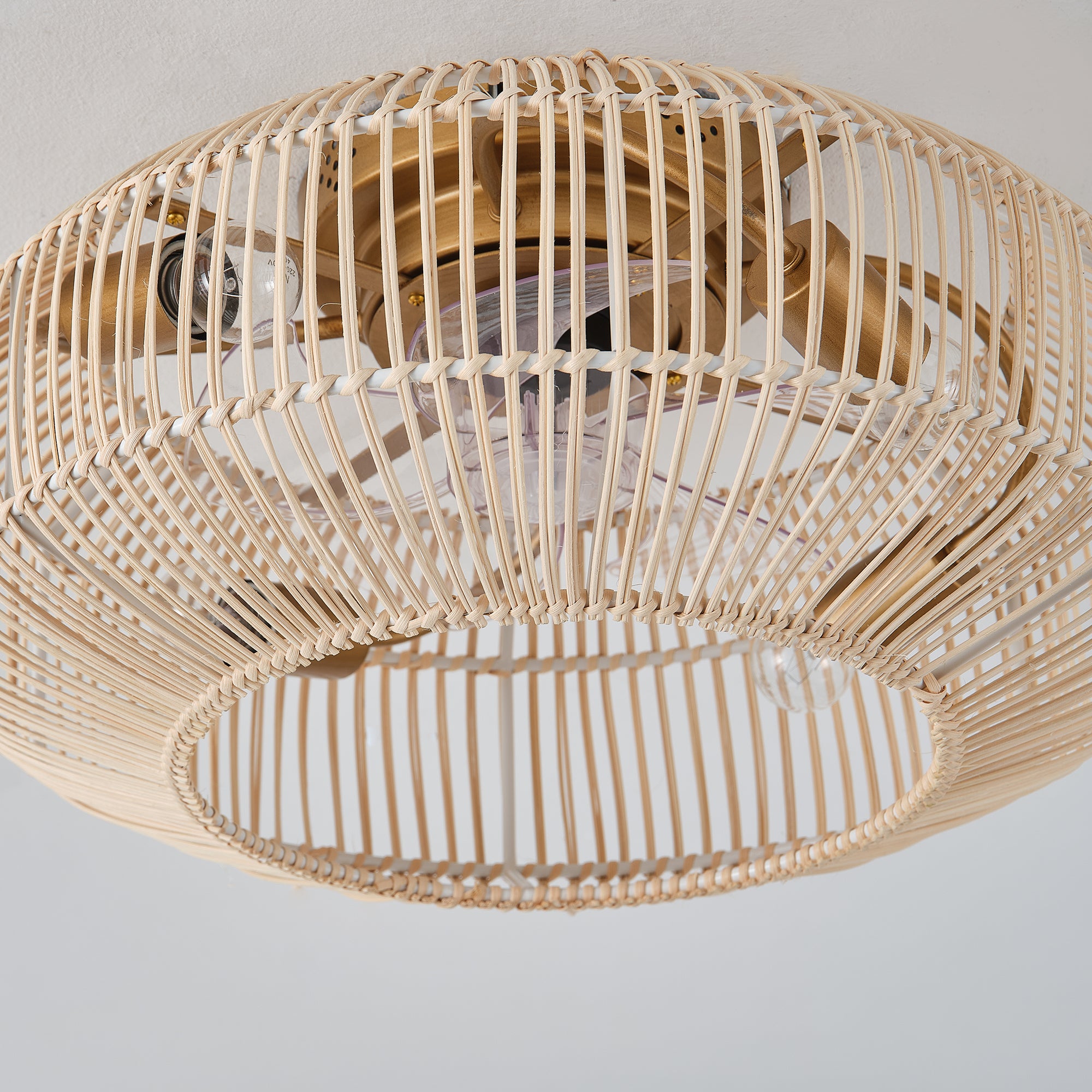 20 Inch Mandy Retro Golden Flush Mount Ceiling Fan with Light and Remote Control