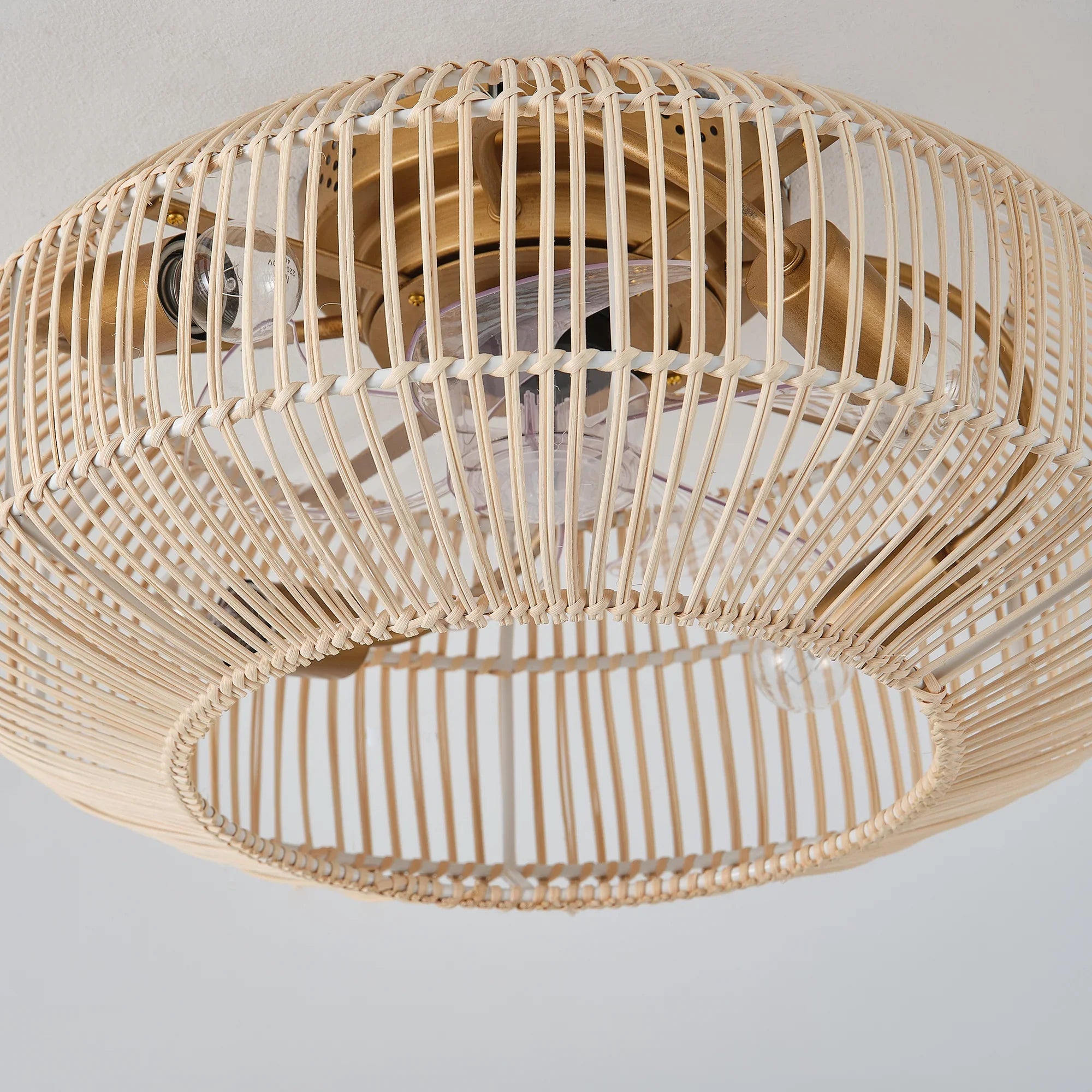 20 Inch Mandy Retro Golden Flush Mount Ceiling Fan with Light and Remote Control