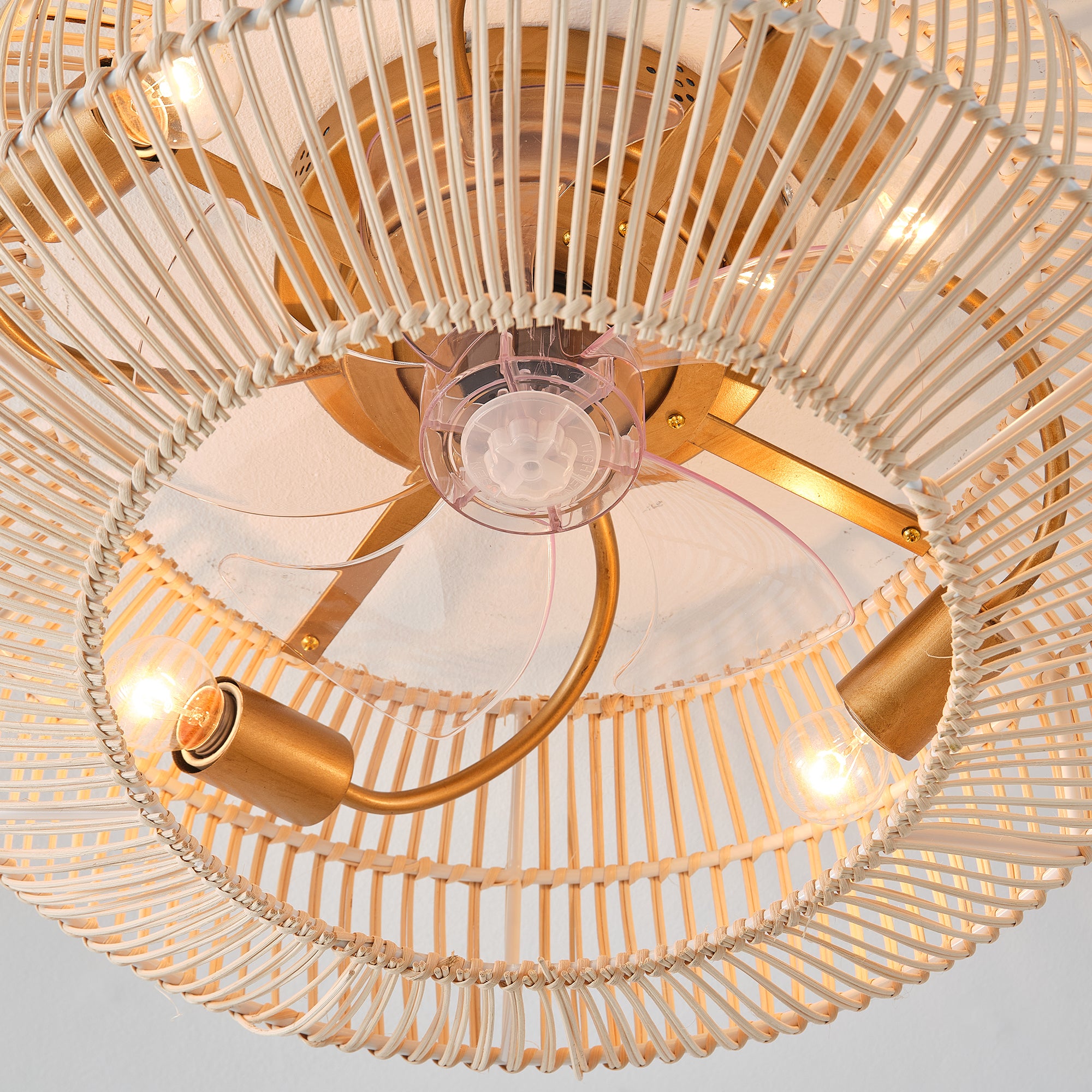 20 Inch Mandy Retro Golden Flush Mount Ceiling Fan with Light and Remote Control