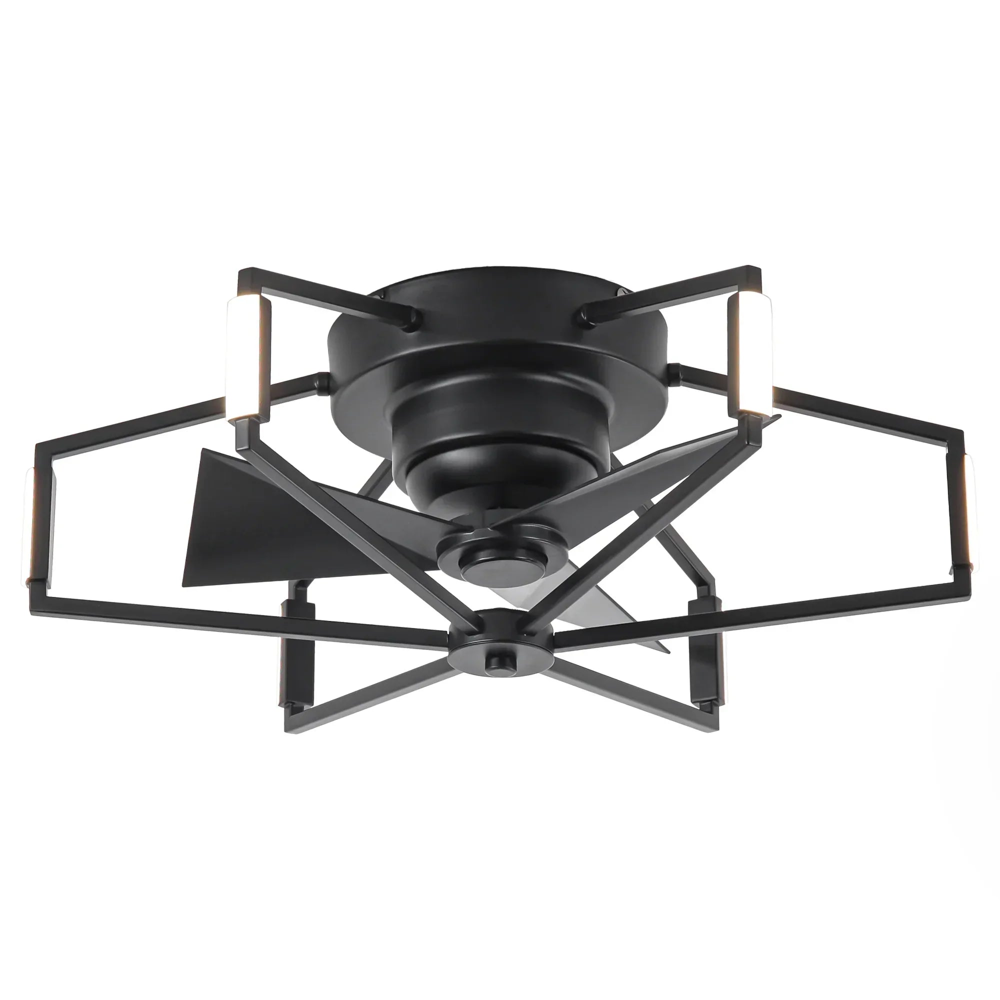 21 Inch Wade Black Industrial Flush Mount LED Ceiling Fan