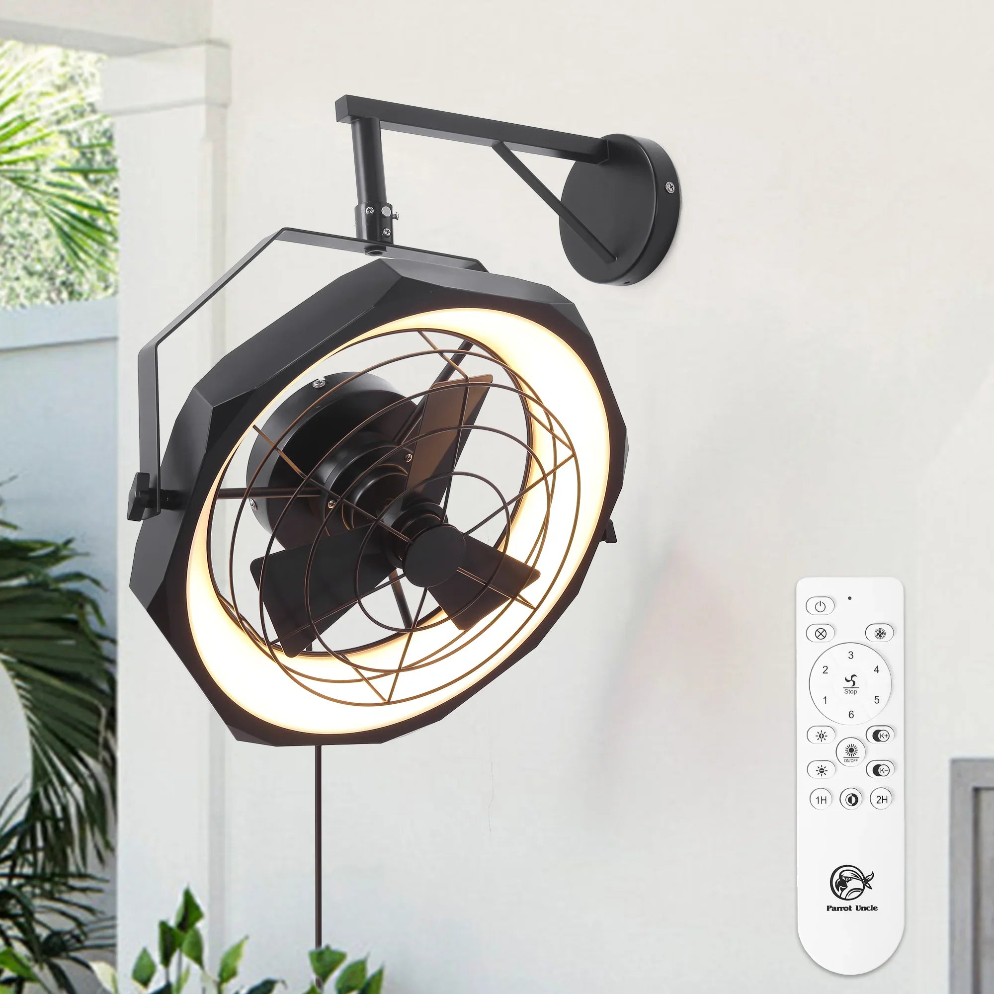 20 Inch Doris Downrod Fan Wall Mount Fan with LED Light and Remote Control