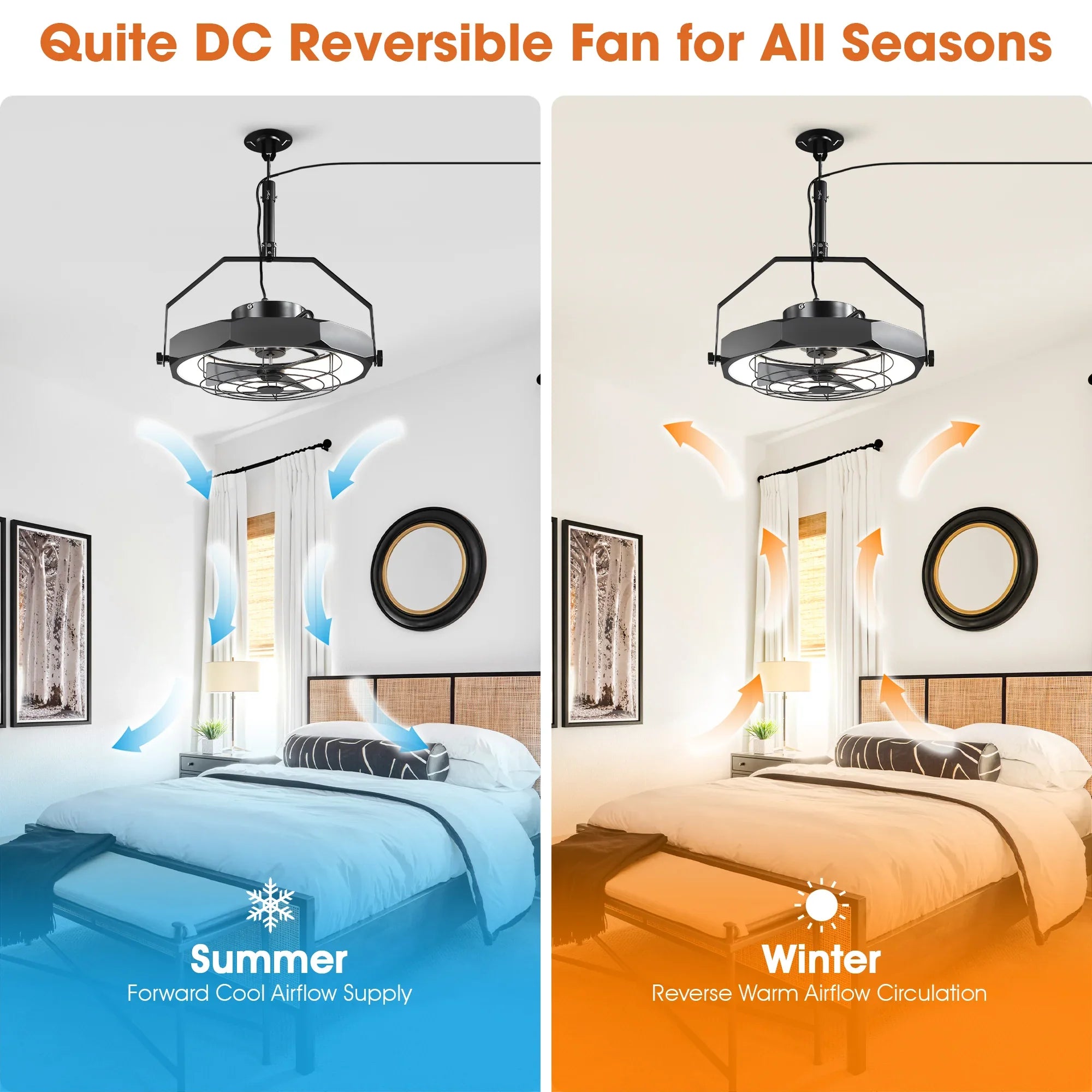 20 Inch Doris Downrod Fan Wall Mount Fan with LED Light and Remote Control