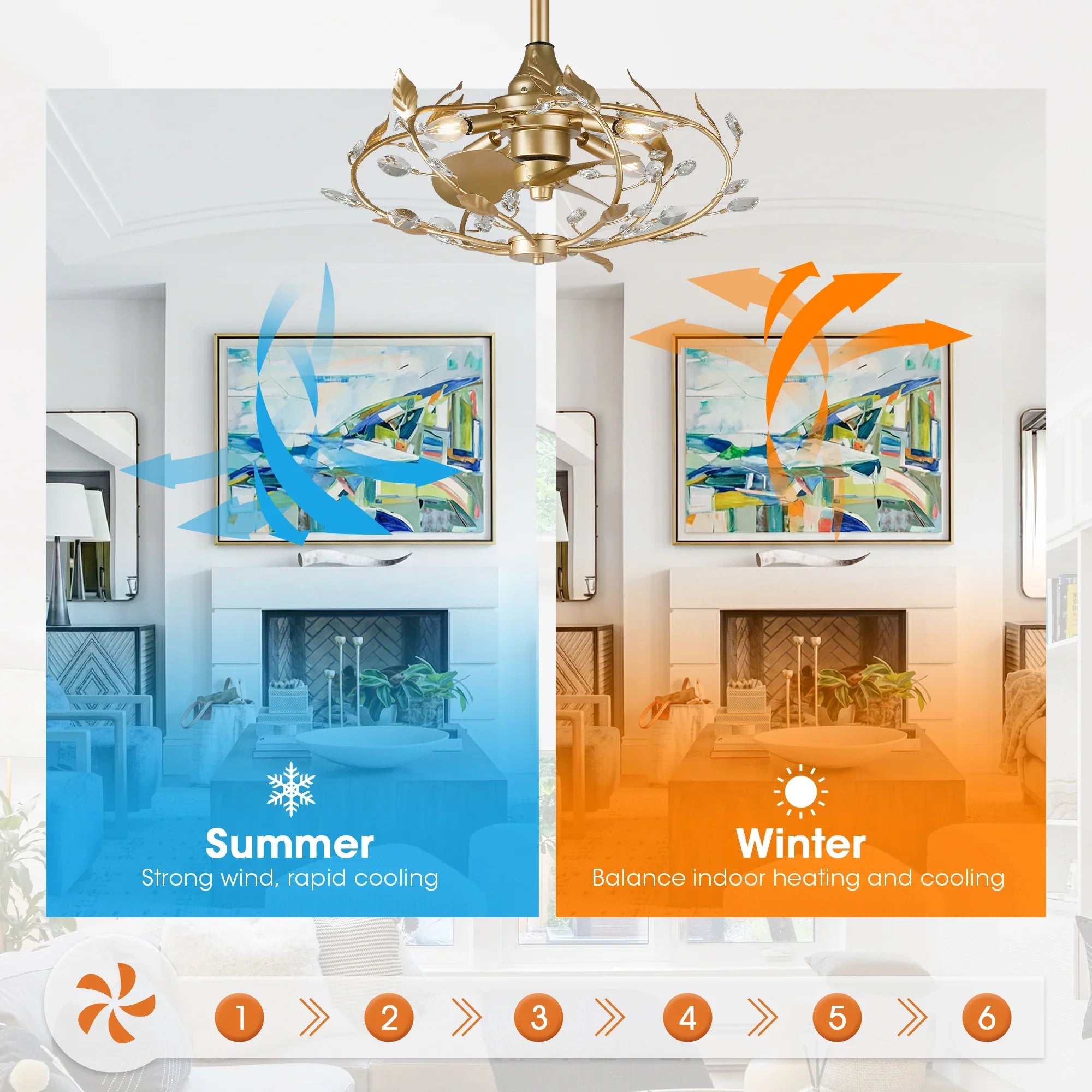 24 Inch Alexia Golden Crystal Ornament Fandelier with Remote Control