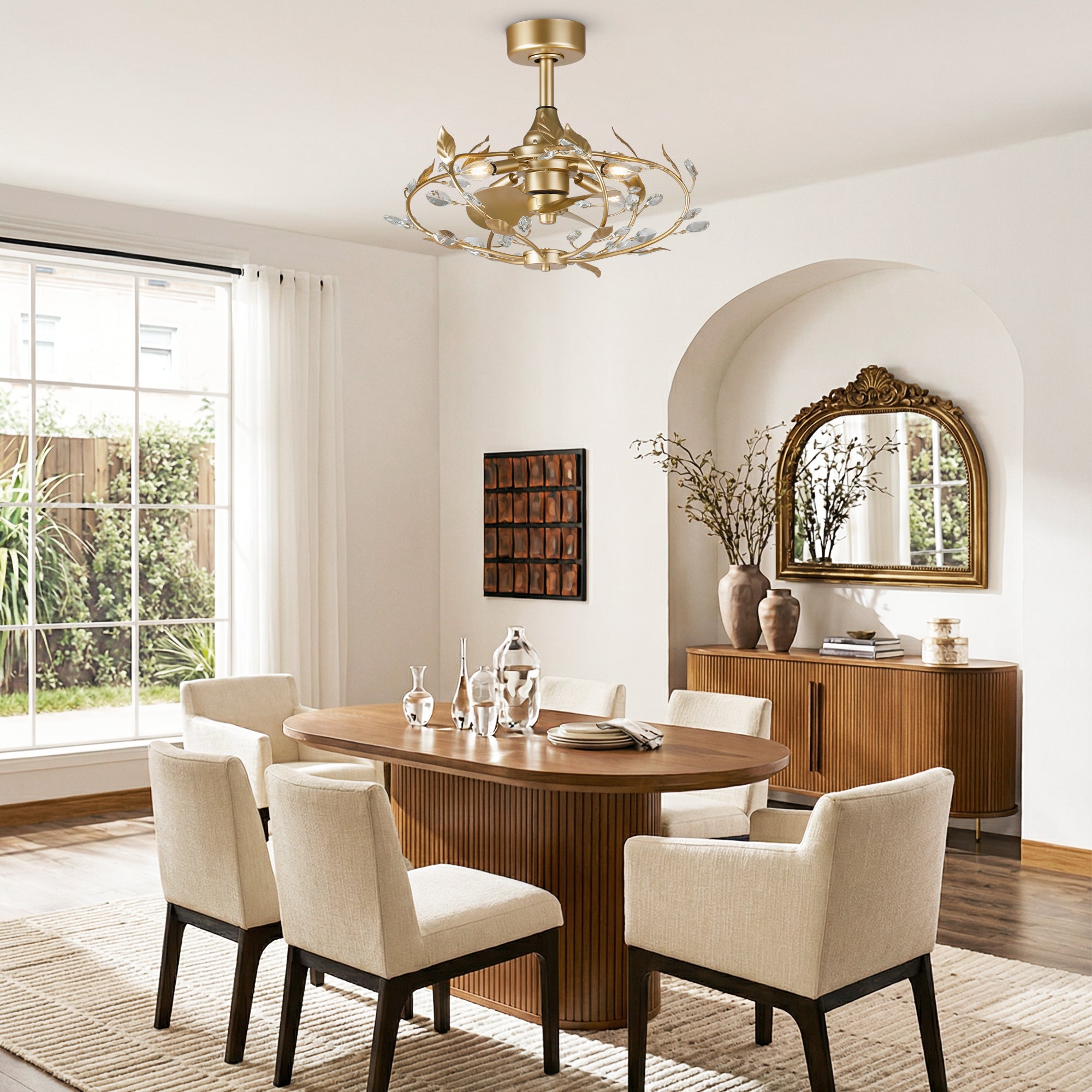 24 Inch Alexia Golden Crystal Ornament Fandelier with Remote Control