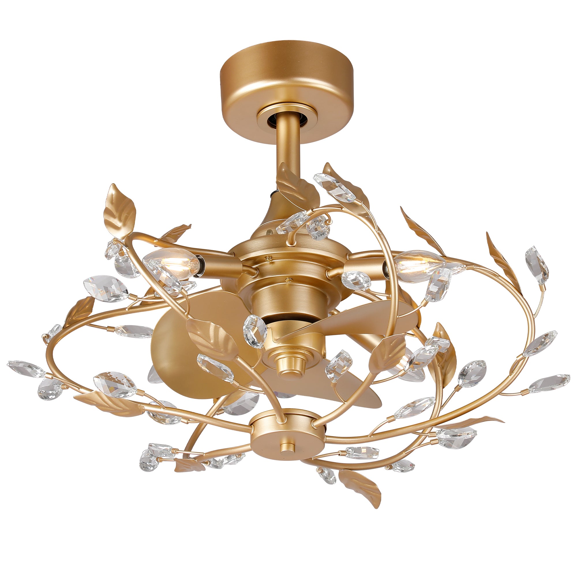 24 Inch Alexia Golden Crystal Ornament Fandelier with Remote Control