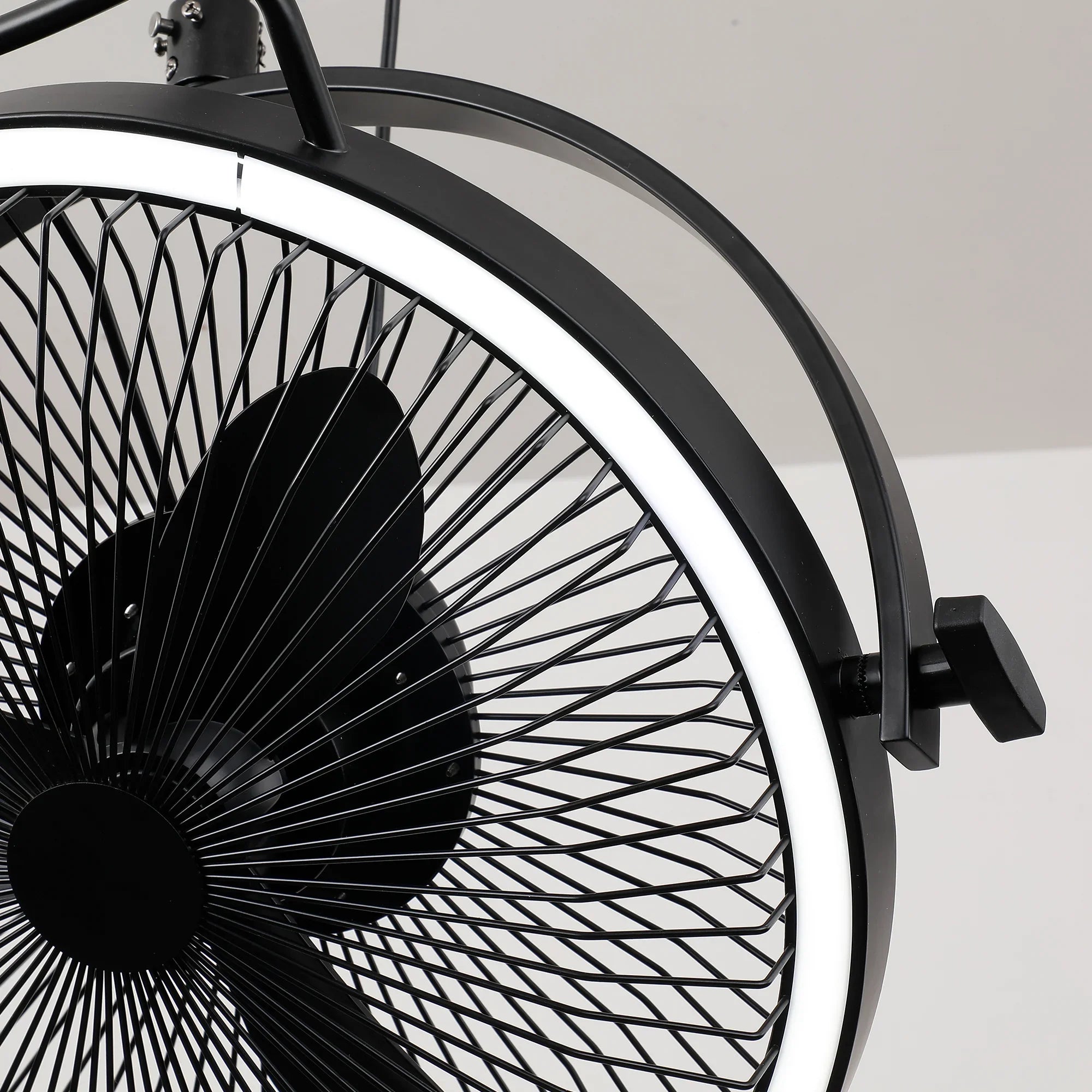 20 Inch Black Industrial Rotatable LED Downrod Fan Floor Fan with Remote Control