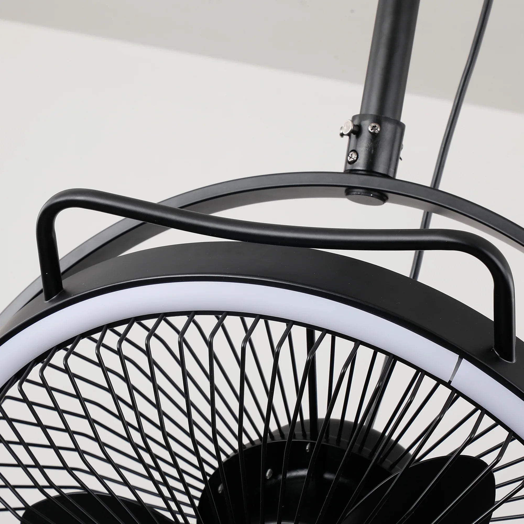 20 Inch Black Industrial Rotatable LED Downrod Fan Floor Fan with Remote Control