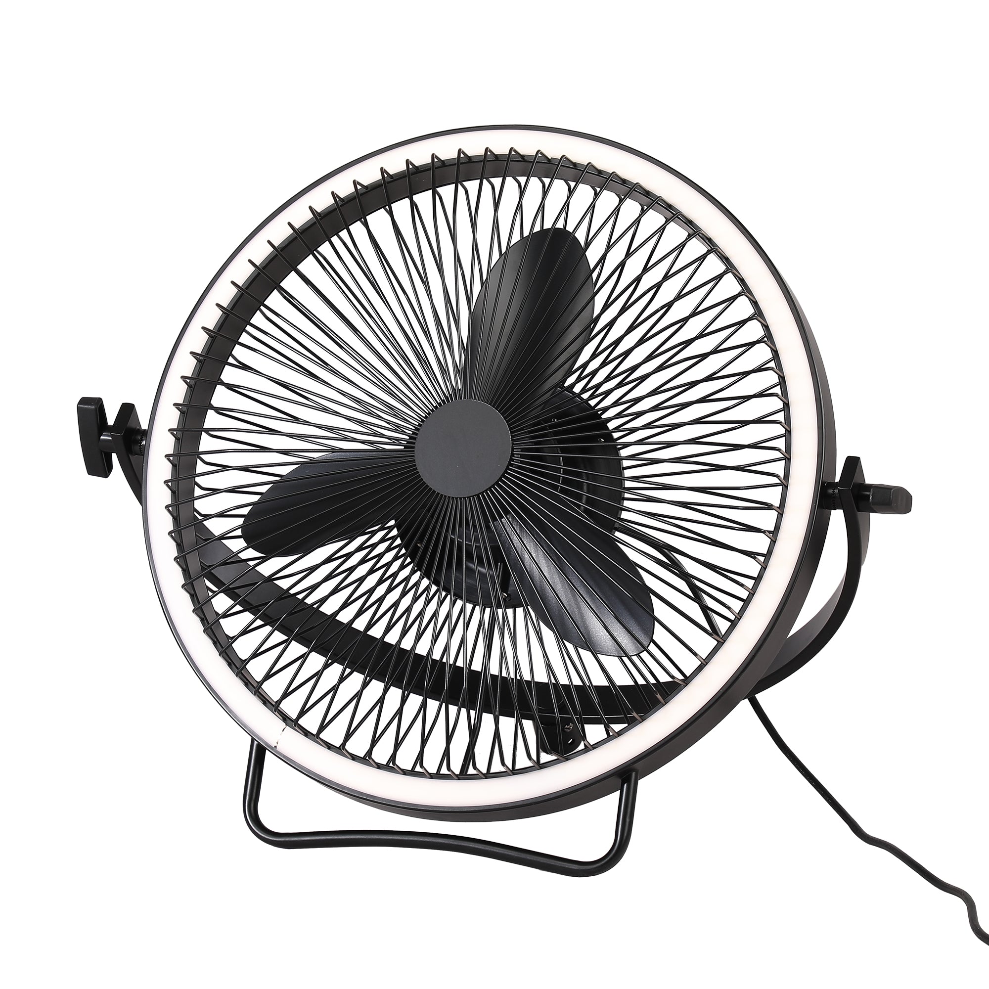 20 Inch Black Industrial Rotatable LED Downrod Fan Floor Fan with Remote Control