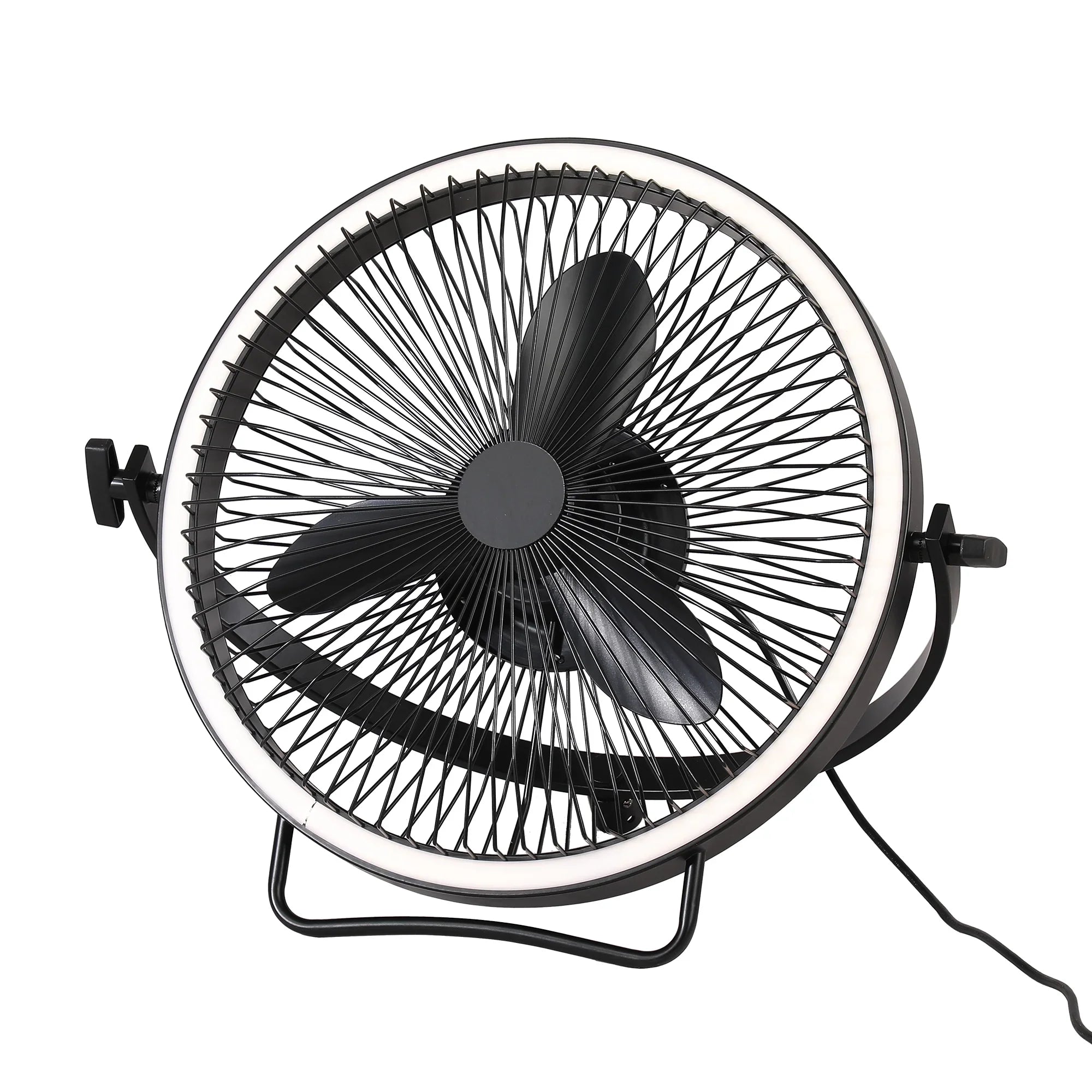 20 Inch Black Industrial Rotatable LED Downrod Fan Floor Fan with Remote Control