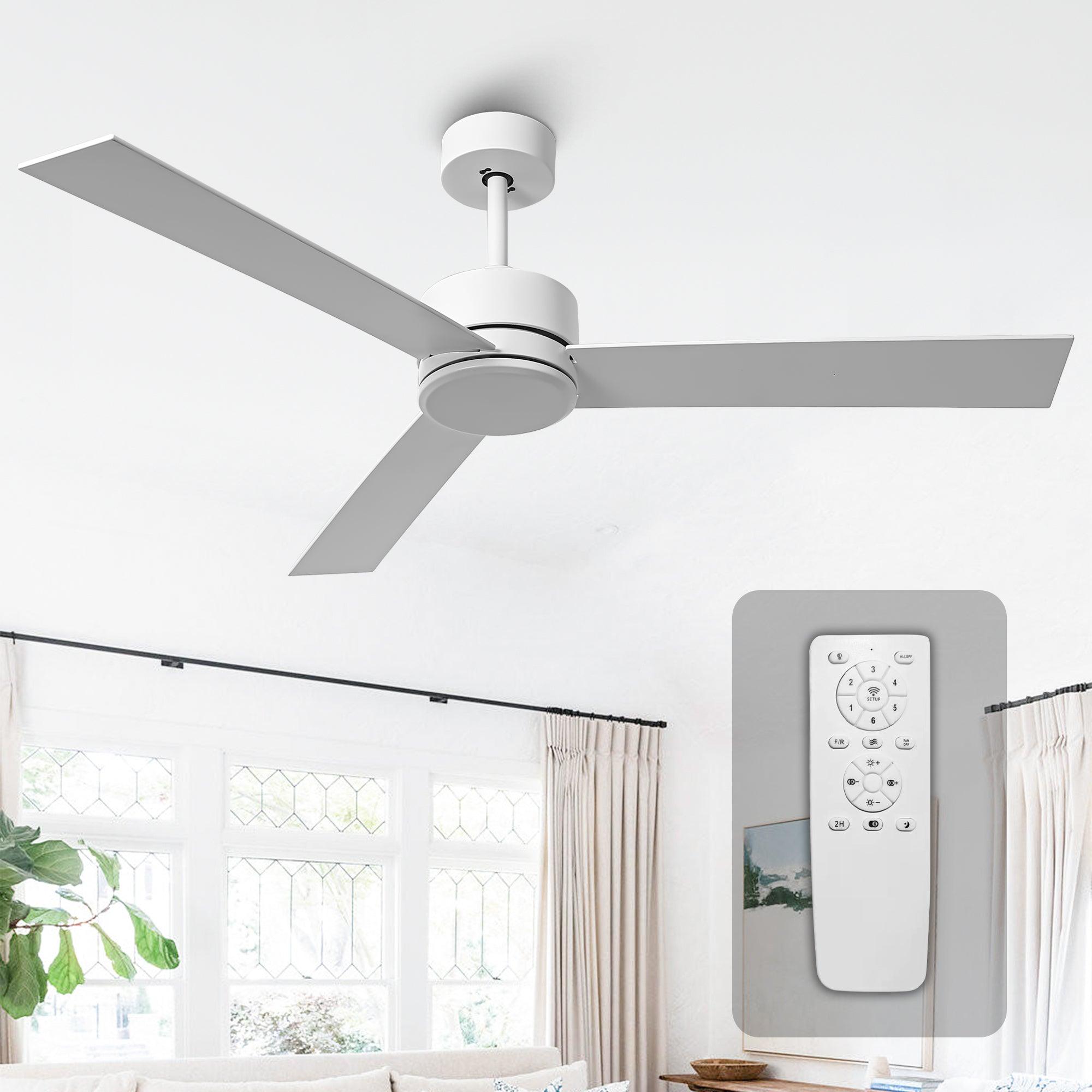 52" DC Motor 3 Blades Modern Downrod Mount Ceiling Fan