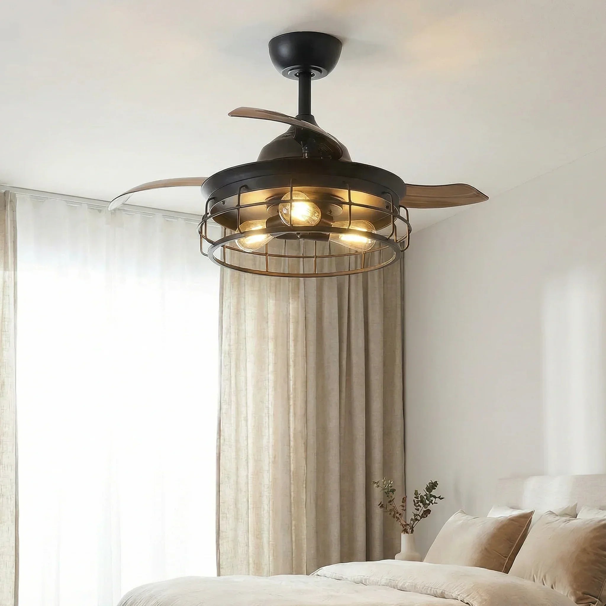 36" Pickett Industrial Downrod Mount Ceiling Fan with Lighting and Remote Control