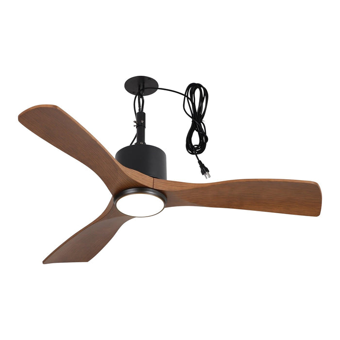 42 Inch Dniester IP65 Outdoor DC Motor Black Modern Hanging Buckle Downrod Ceiling Fan with Light